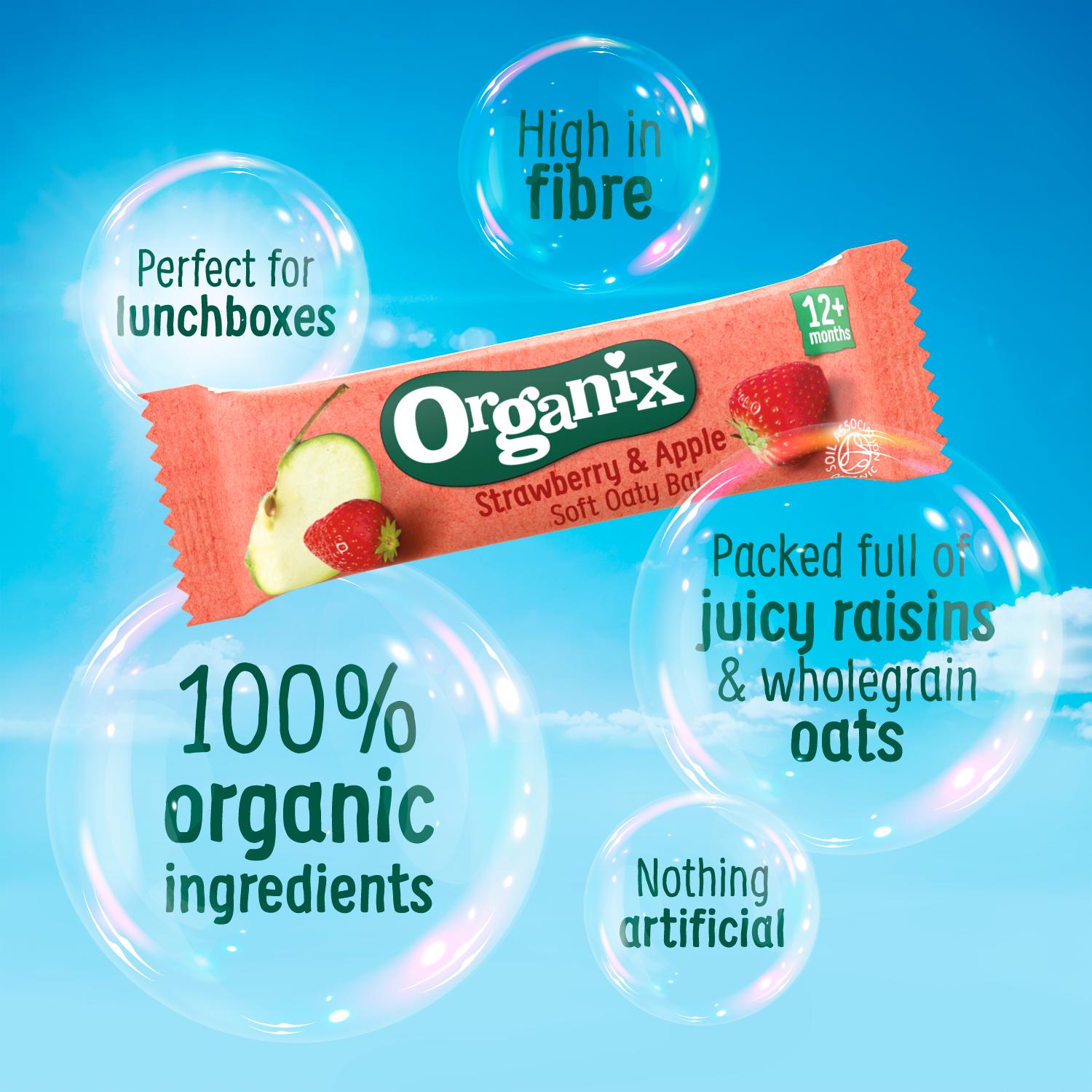 Organix Strawberry & Apple Soft Oaty Bars 12+ Months 6x23g thumbnail 2
