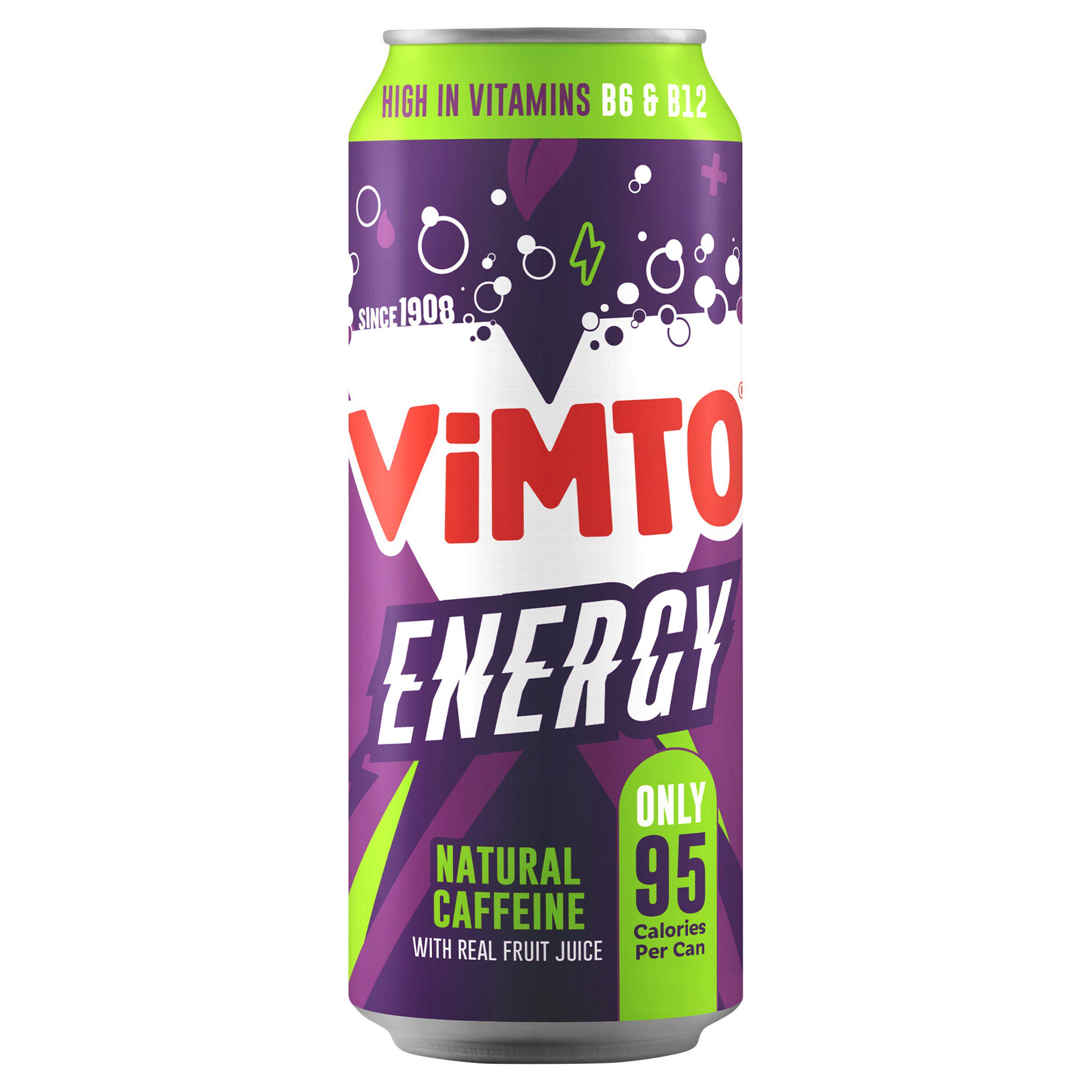 Vimto Energy 500ml Natural Caffeine with Real Fruit Juice Can