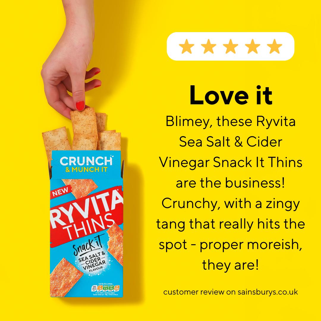 Ryvita Thins Snack It Sea Salt & Cider Vinegar Flatbread Snacks 125g thumbnail 2