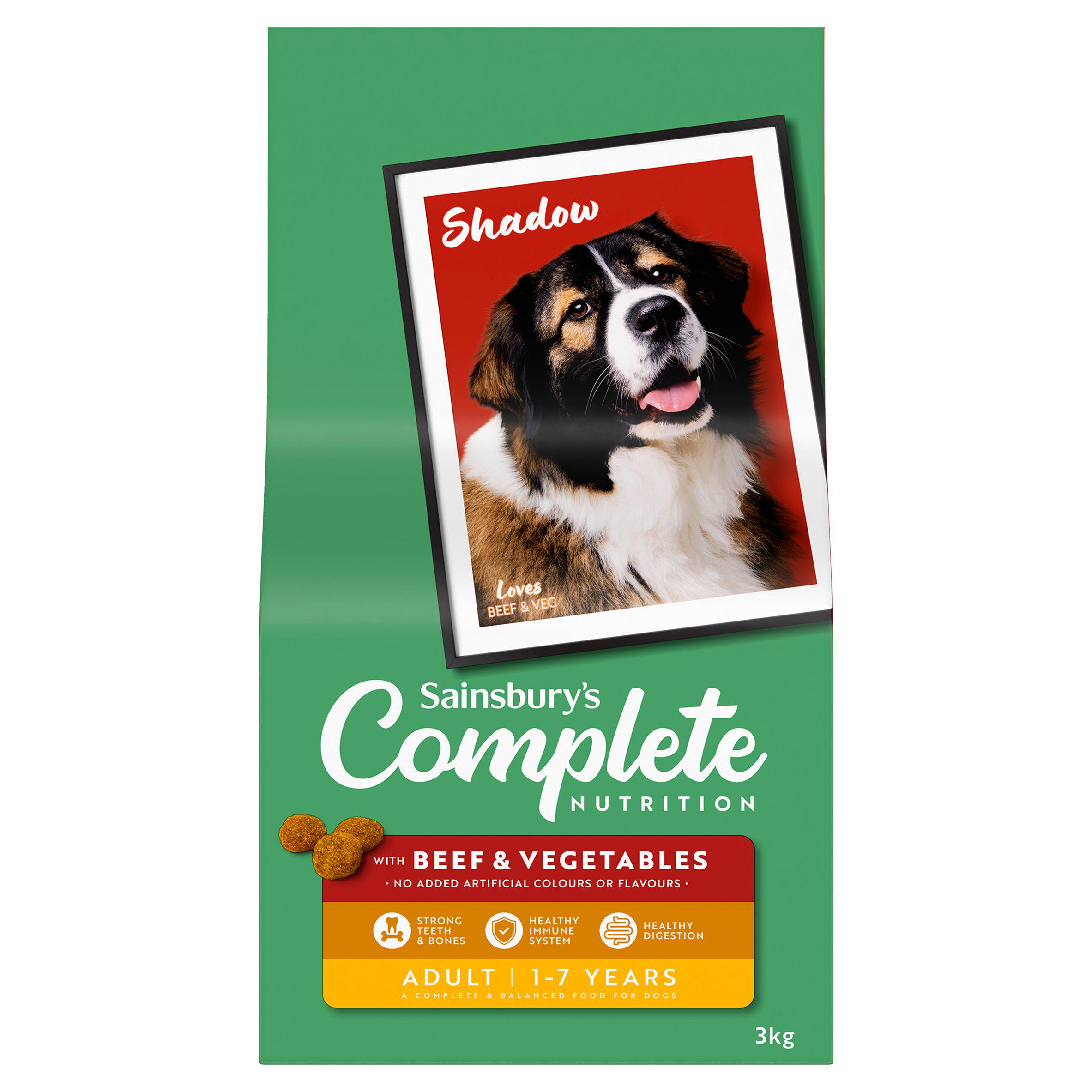 Sainsbury's 3kg Complete Nutrition Adult 1 - 7 Years with Beef & Vegetables