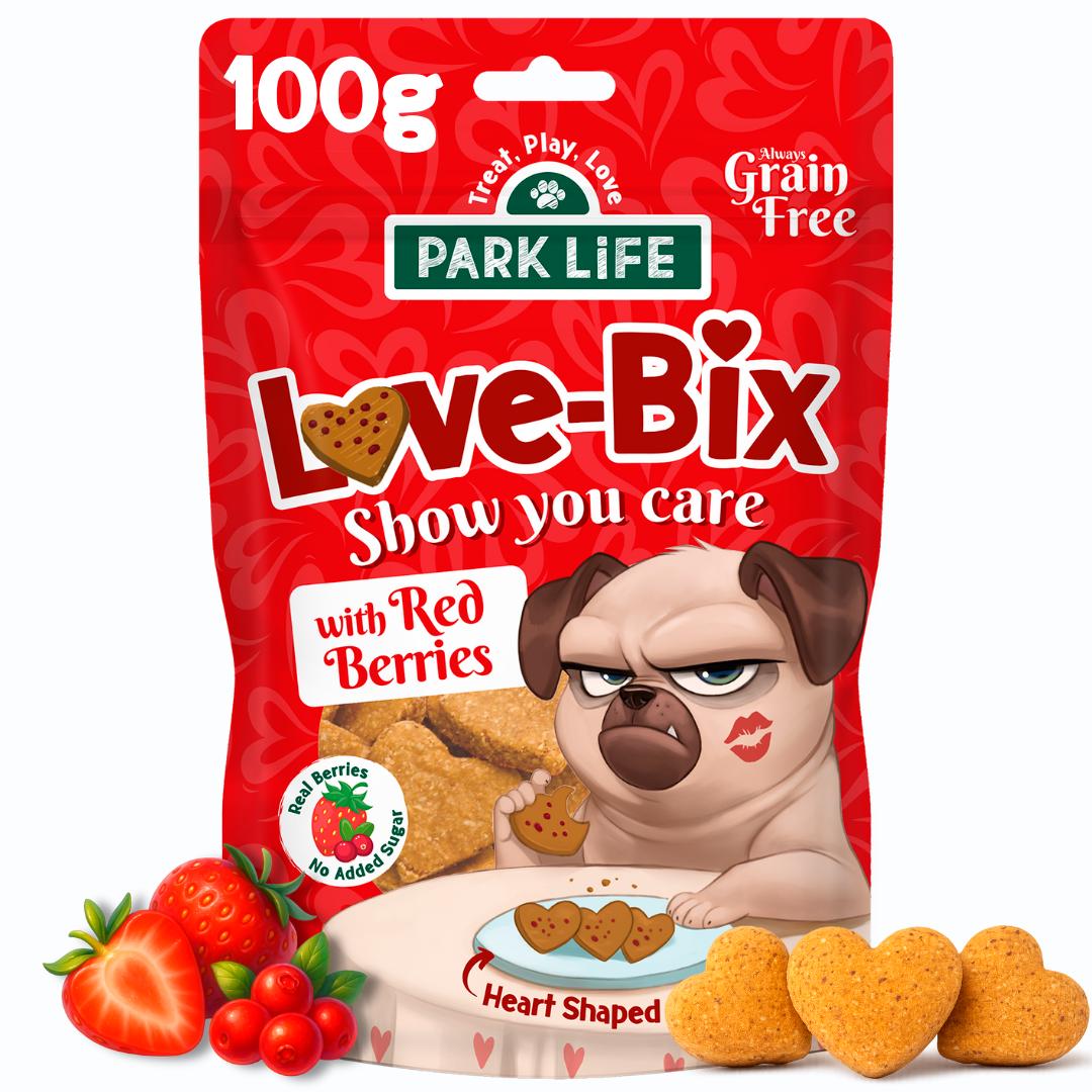 Park Life Love Bix Heart Shaped Dog Biscuits Red Berries 100g thumbnail 2