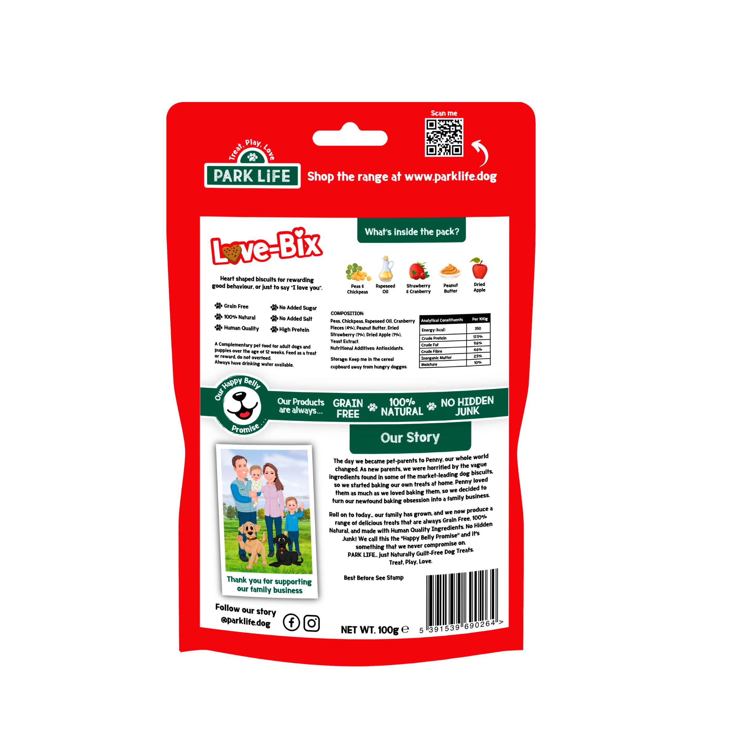 Park Life Love Bix Heart Shaped Dog Biscuits Red Berries 100g thumbnail 6