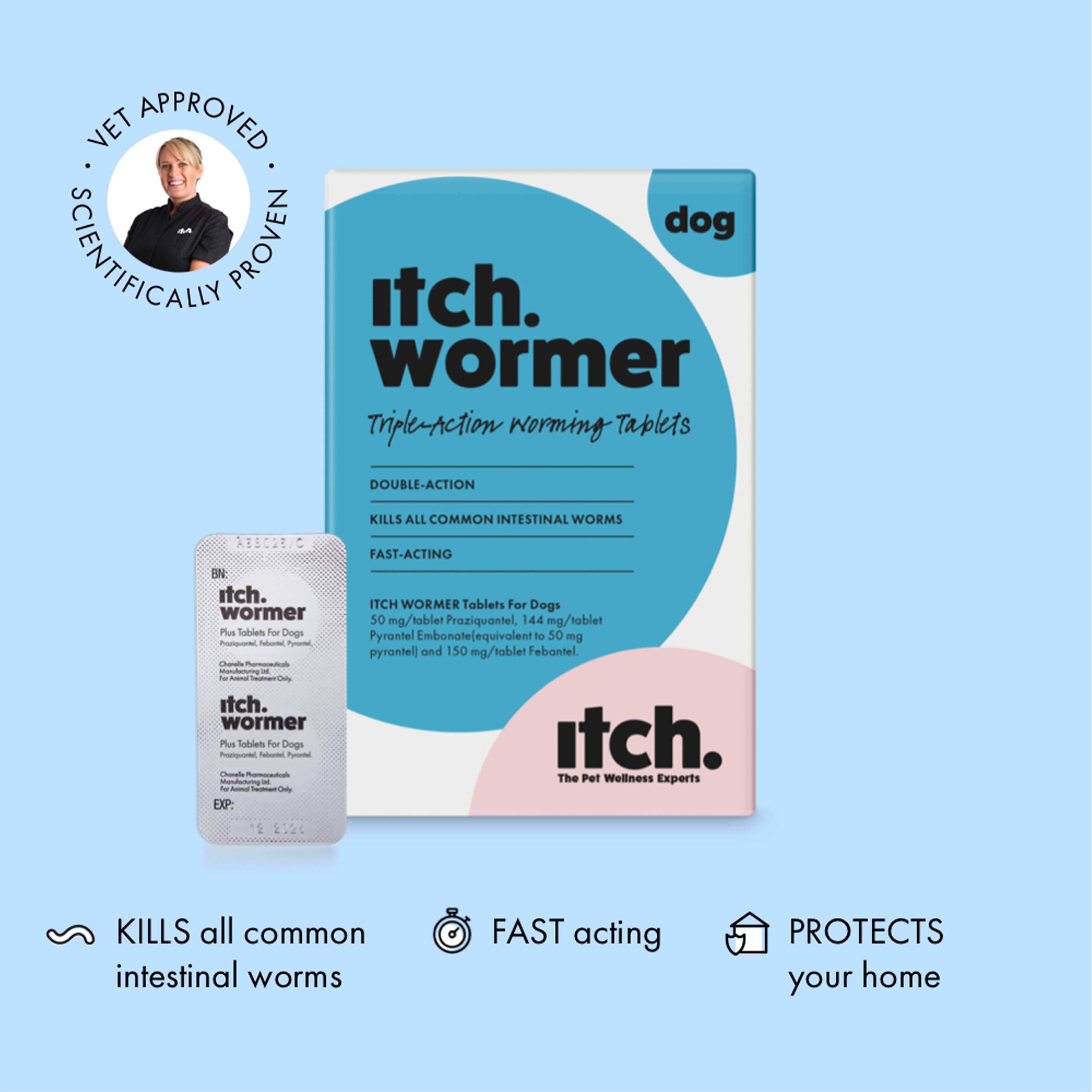 Itch Wormer Dog Worm Tablet Treatment Pack x2 thumbnail 2