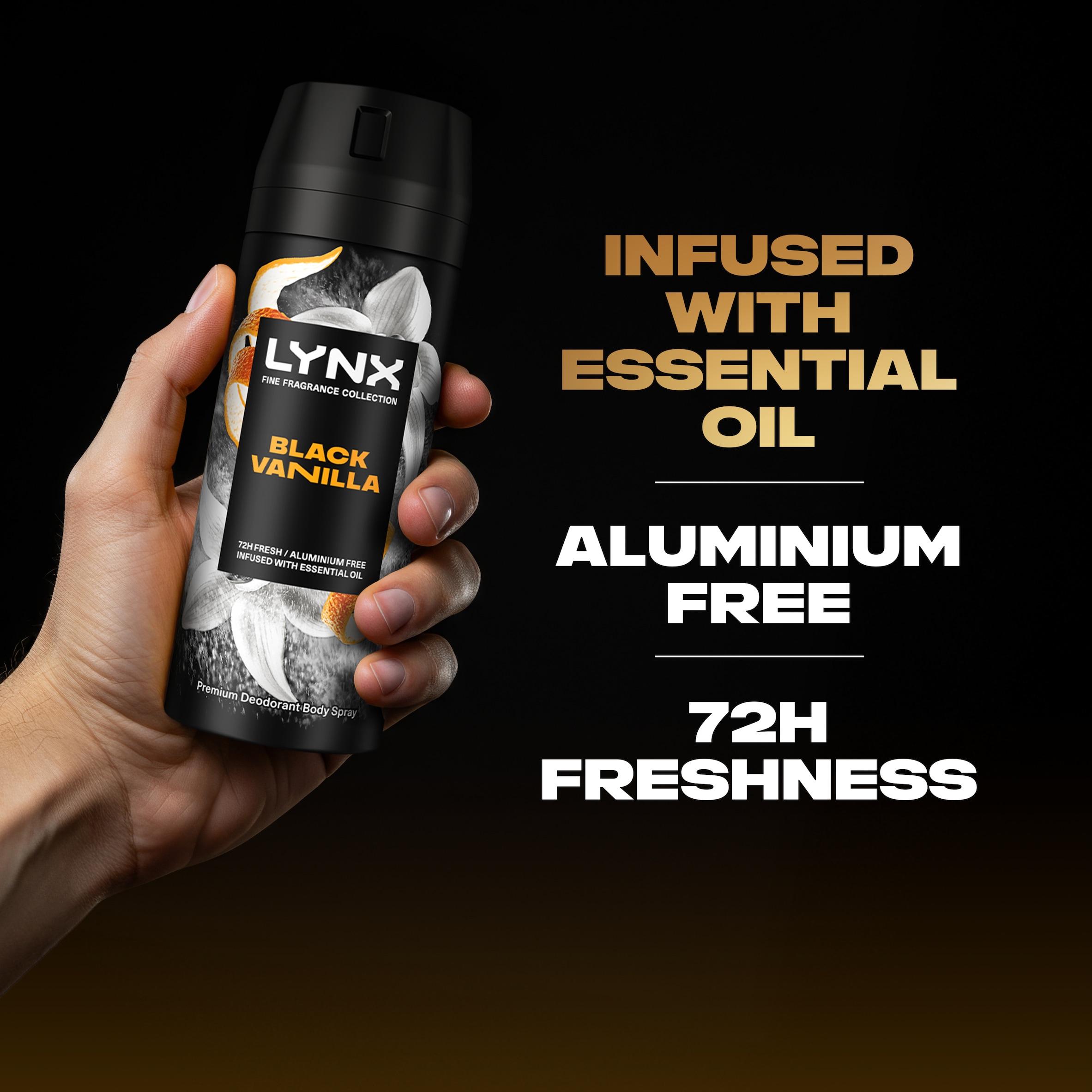 Lynx Black Vanilla 72h Fine Fragrance Deodorant Body Spray for Men 150ml thumbnail 4