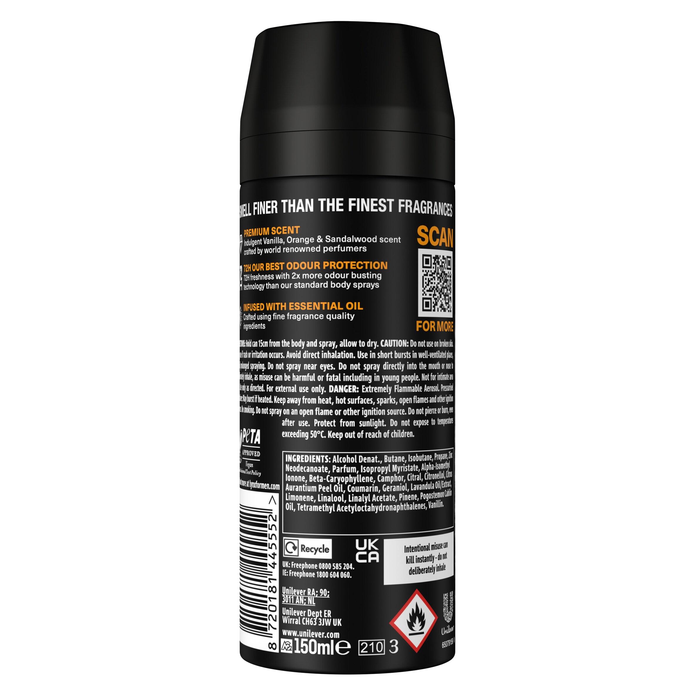 Lynx Black Vanilla 72h Fine Fragrance Deodorant Body Spray for Men 150ml thumbnail 6