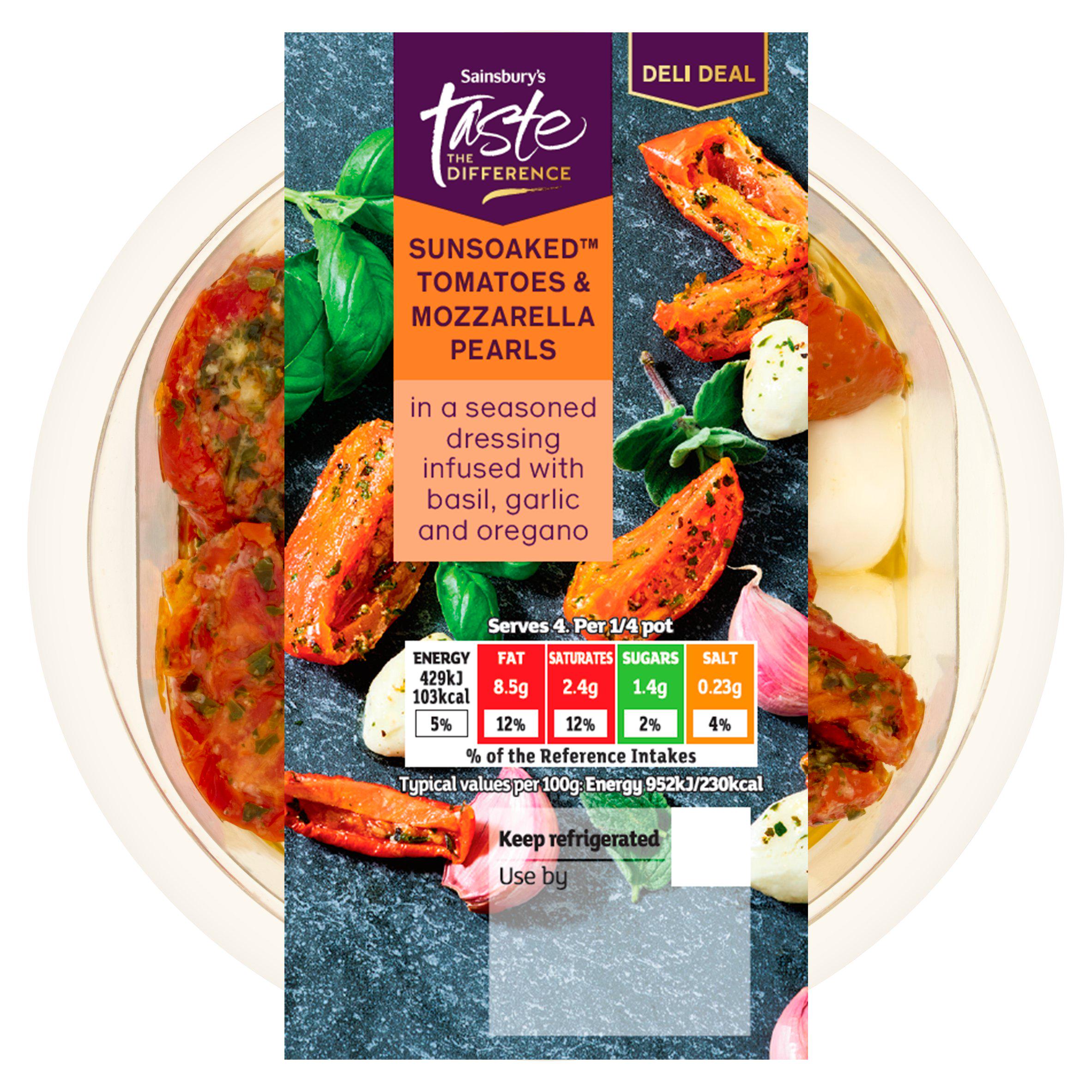 Sainsbury's Sunsoaked Tomatoes & Mozzarella Pearls, Taste the Difference 180g