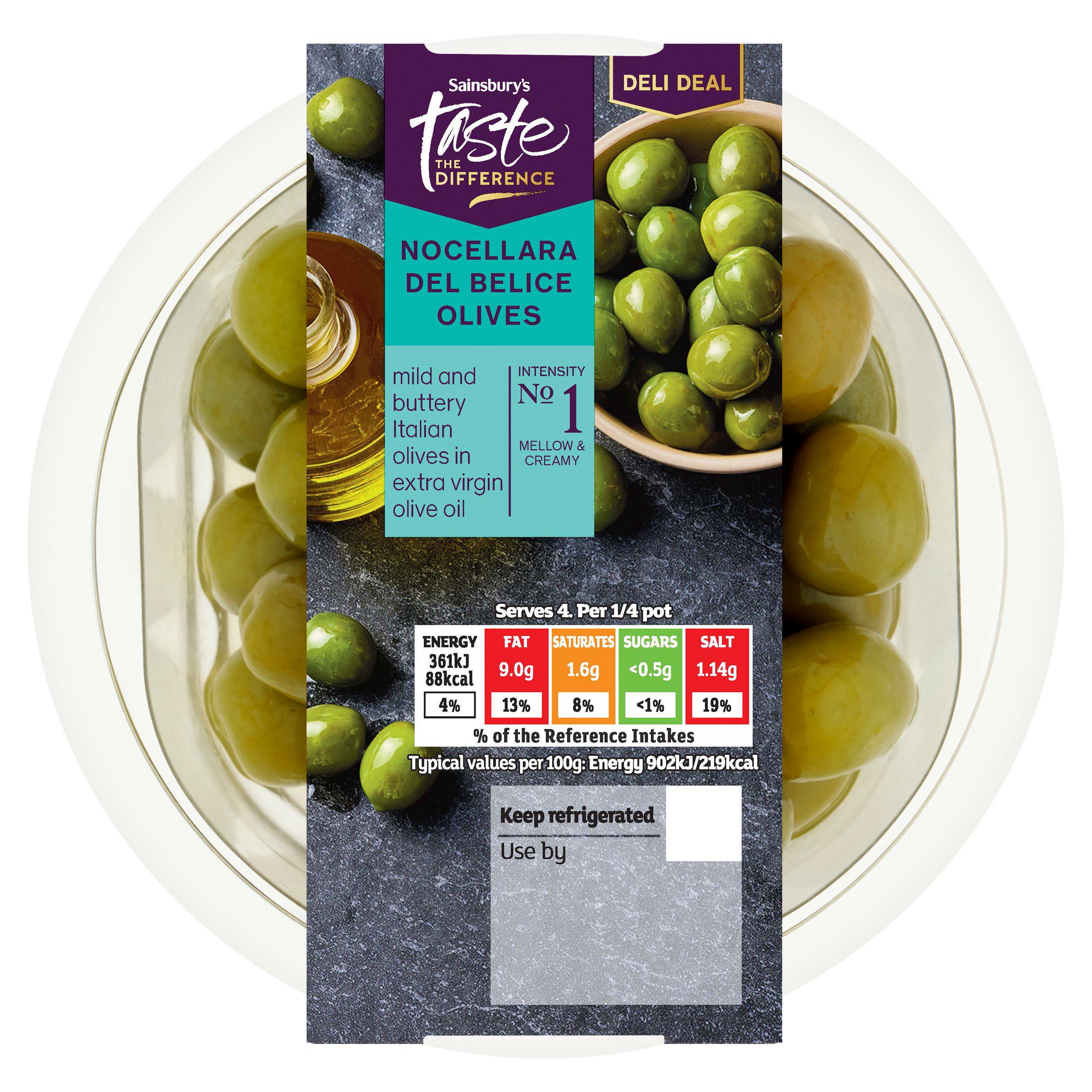 Sainsbury's Nocellara Del Belice Olives, Taste the Difference 160g
