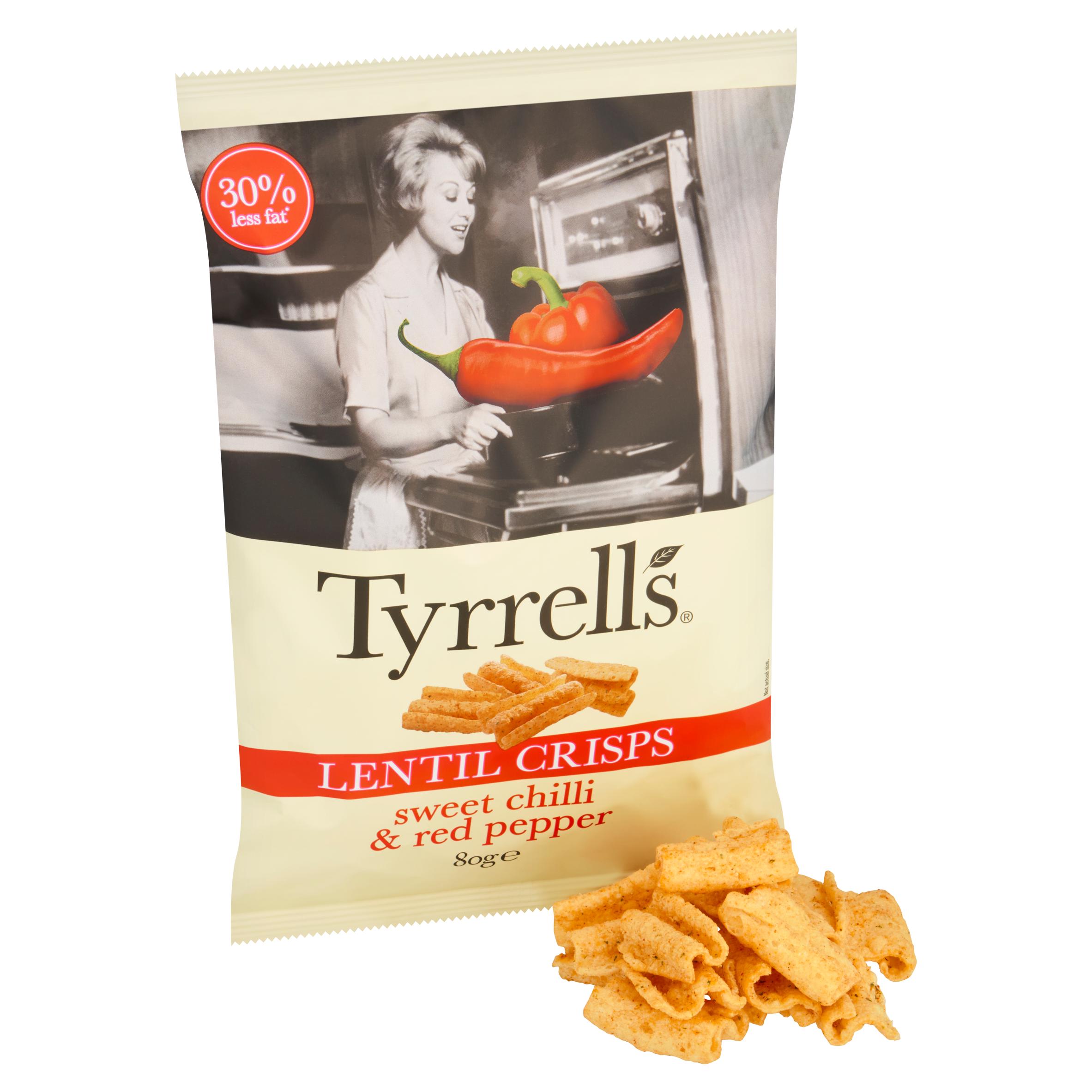 Tyrrells Lentil Sharing Crisps Sweet Chilli & Red Pepper 80g thumbnail 2