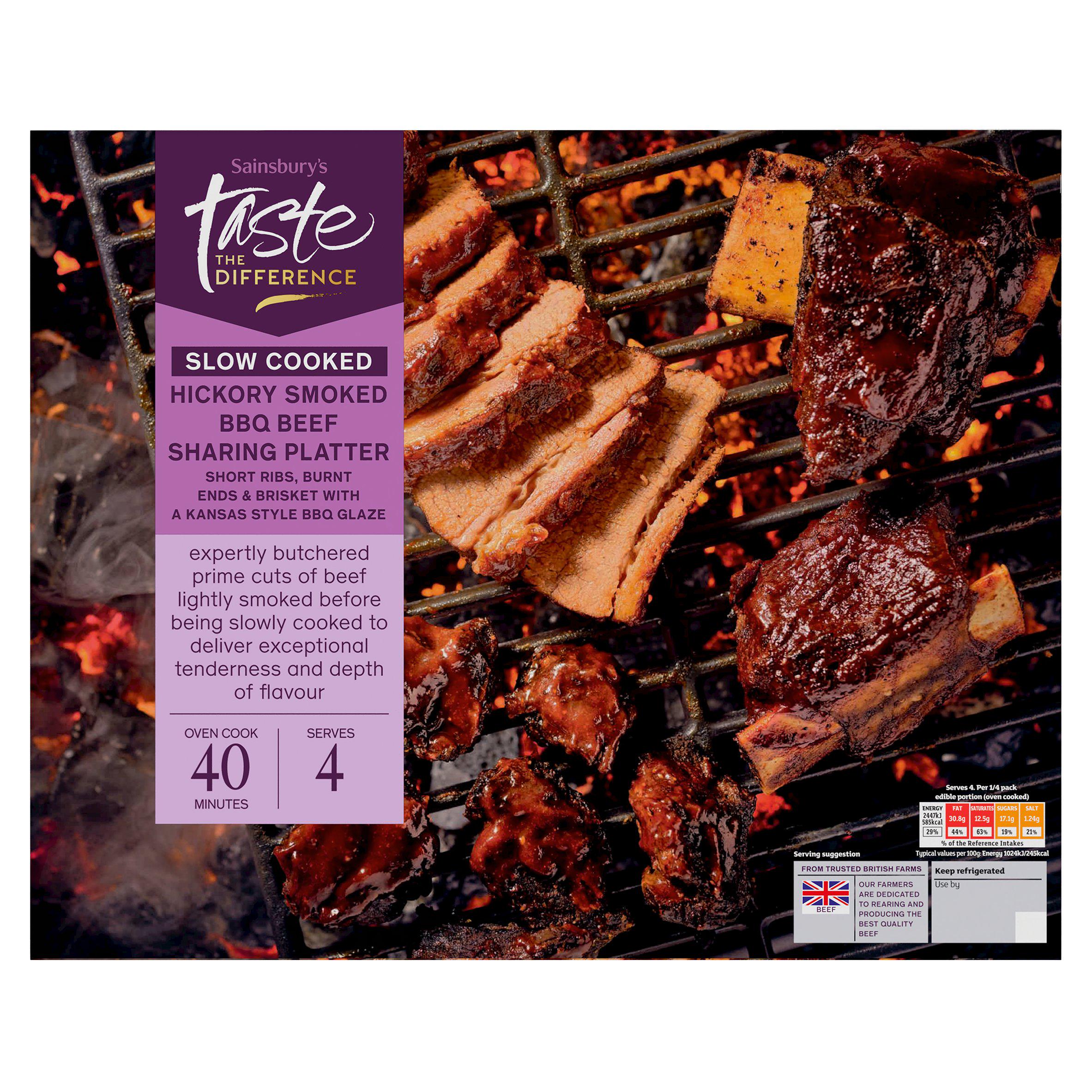 Sainsbury's Slow Cooked 1.4kg Hickory Smoked BBQ Beef Sharing Platter, Taste the Difference
