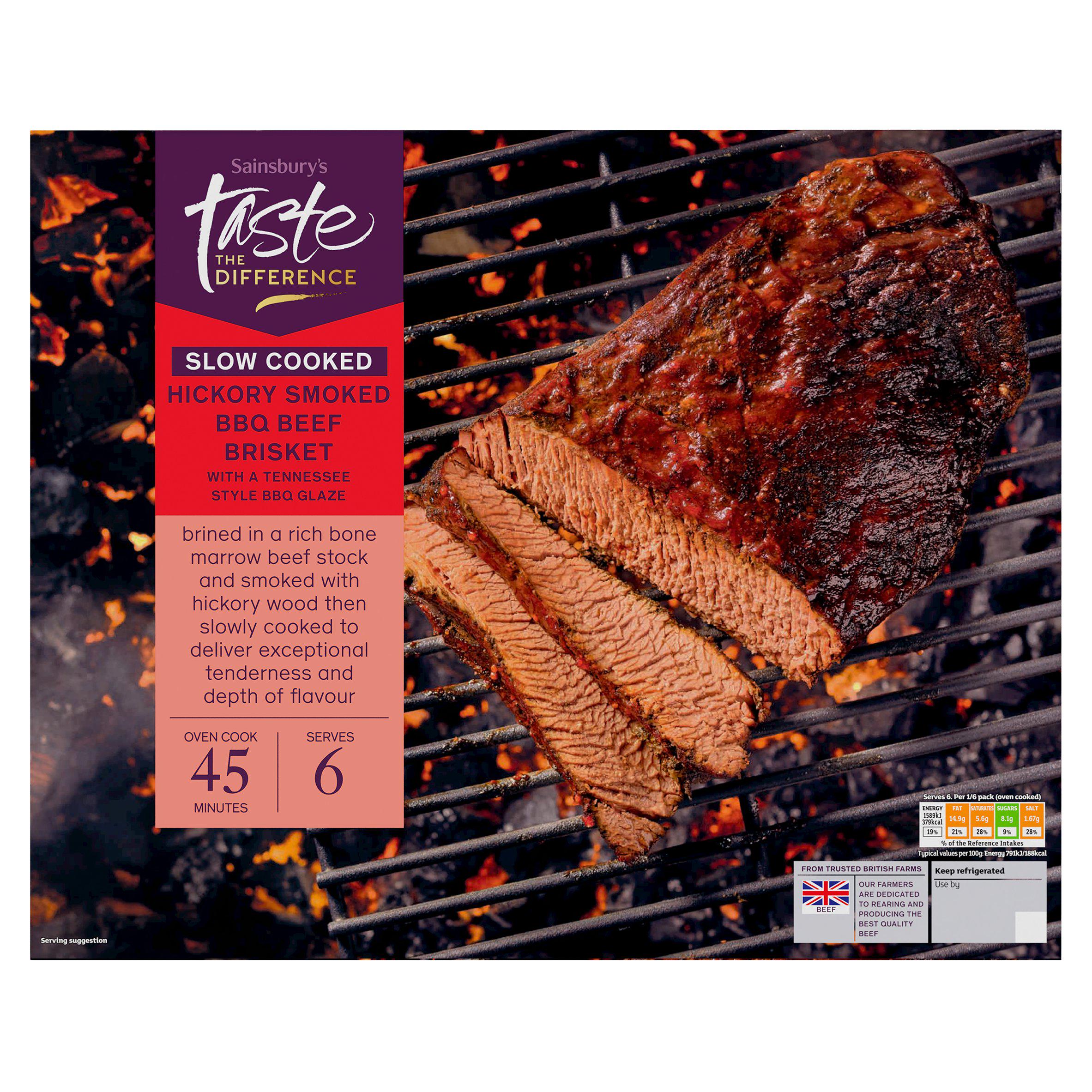 Sainsbury's Slow Cooked 1.88kg Hickory Smoked BBQ Beef Brisket, Taste the Difference