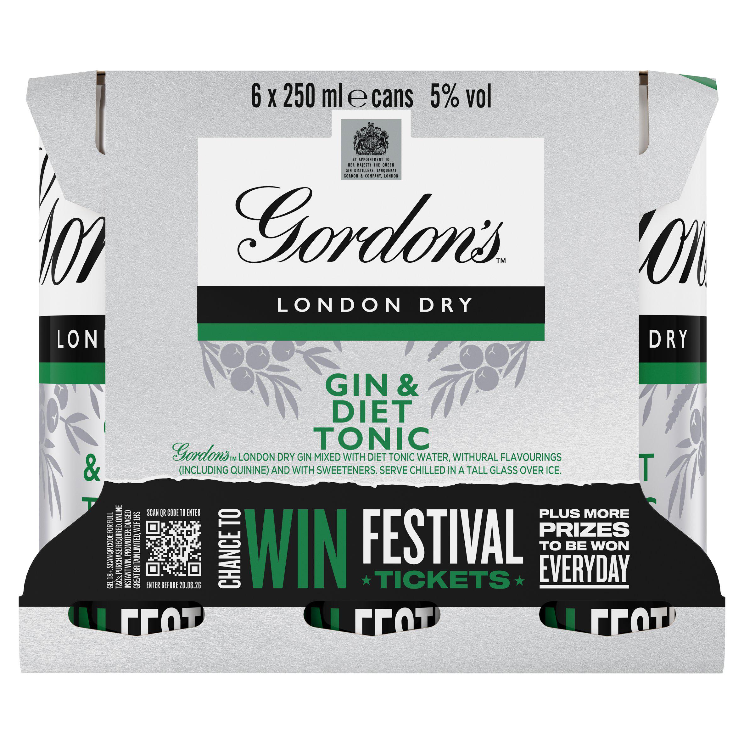 Gordon's & Diet Tonic  6x250ml