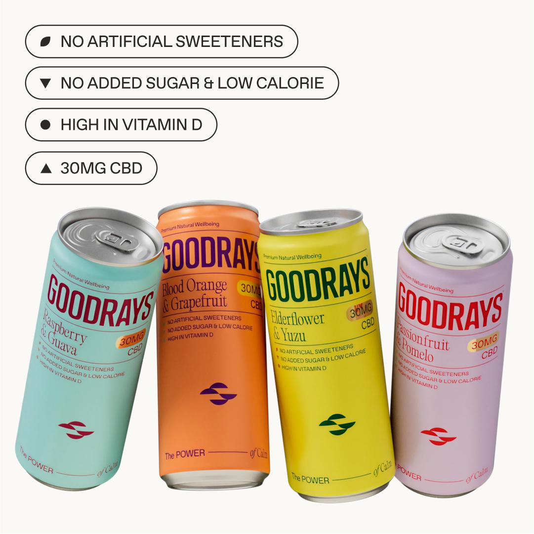 Goodrays Natural CBD Mixed Pack Infused Sparkling Drink 4x250ml thumbnail 2