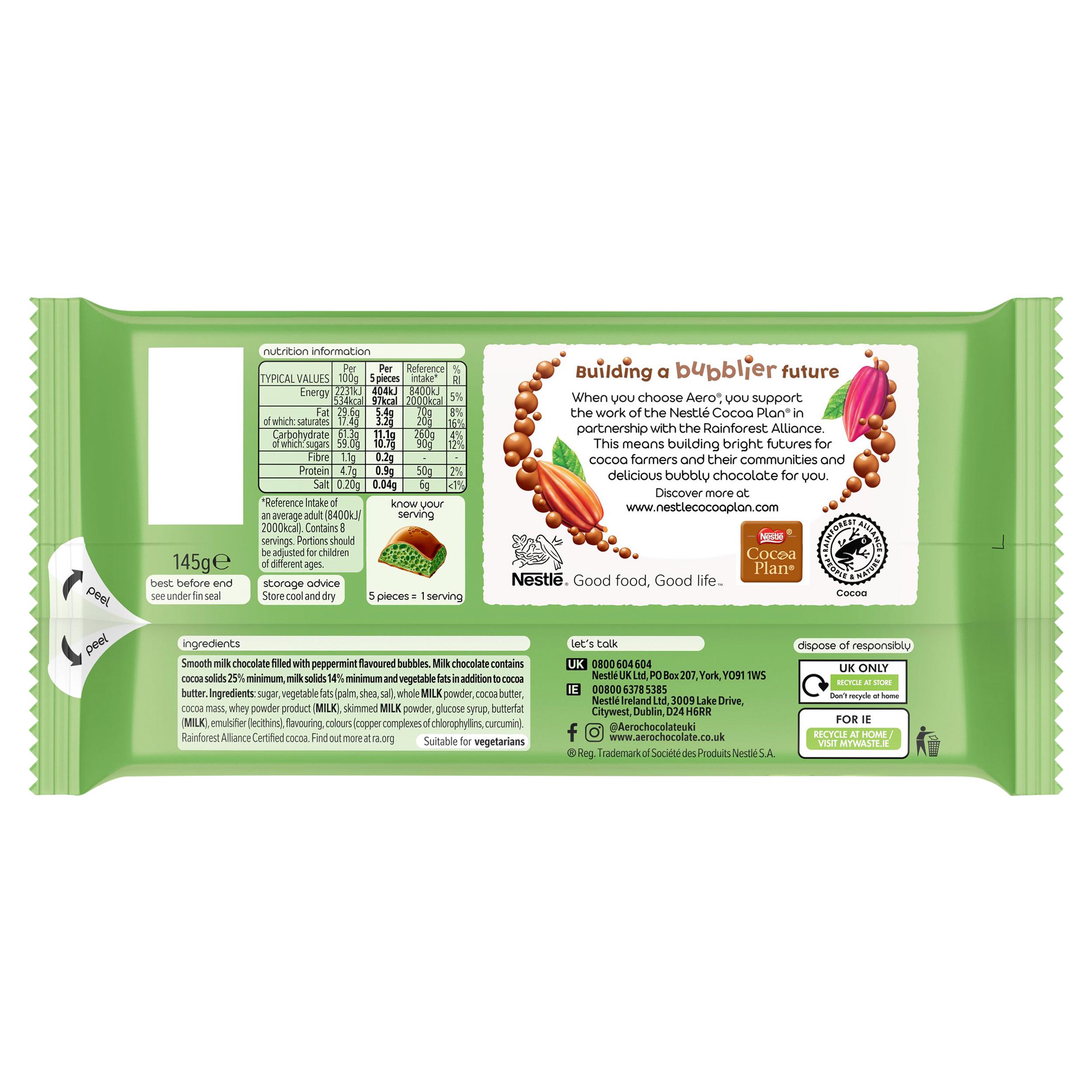 Aero Shaero Bubbly Peppermint Chocolate Sharing Bar 145g thumbnail 6