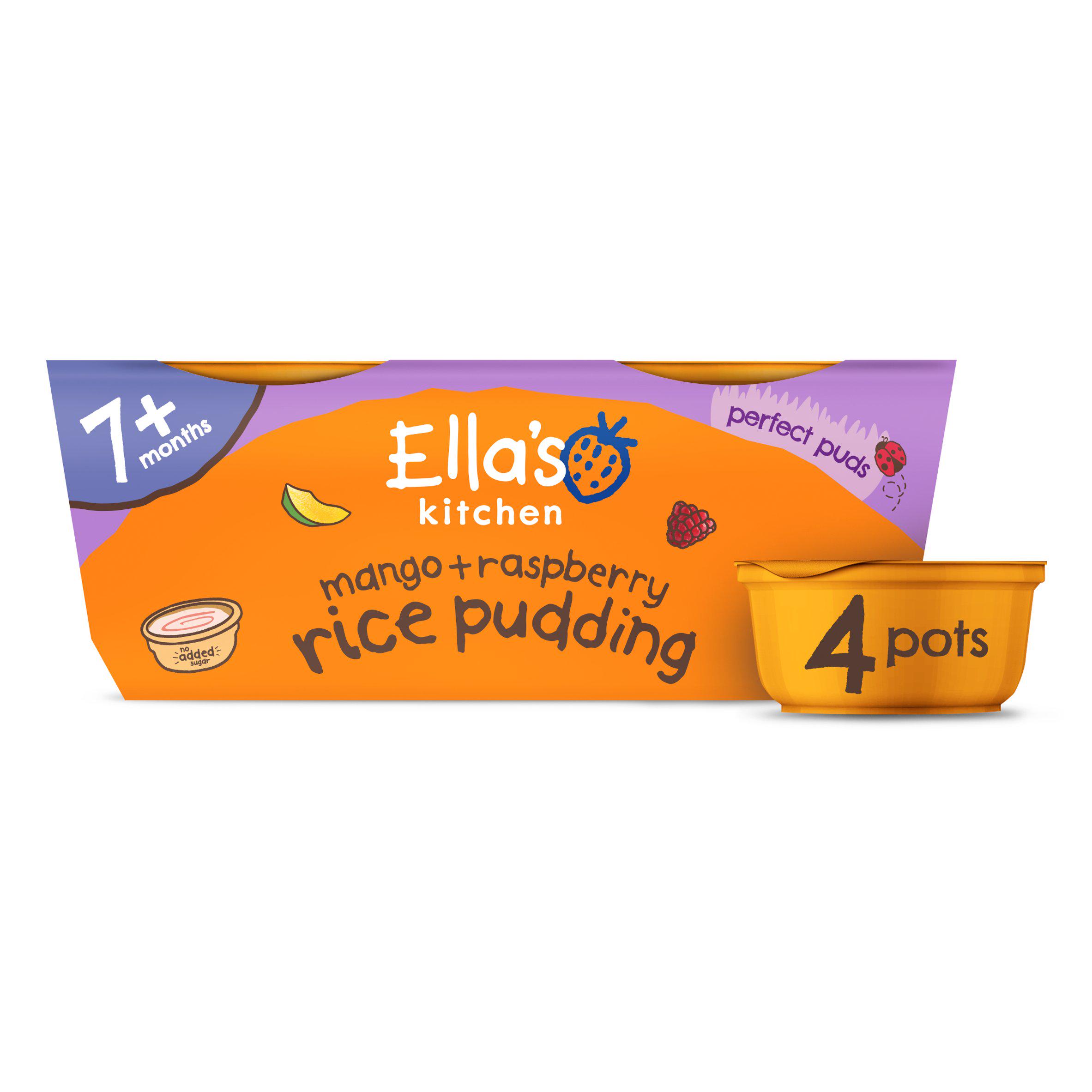Ella's Kitchen Organic Mango+Raspberry Rice Pudding Baby Pot 7m+
