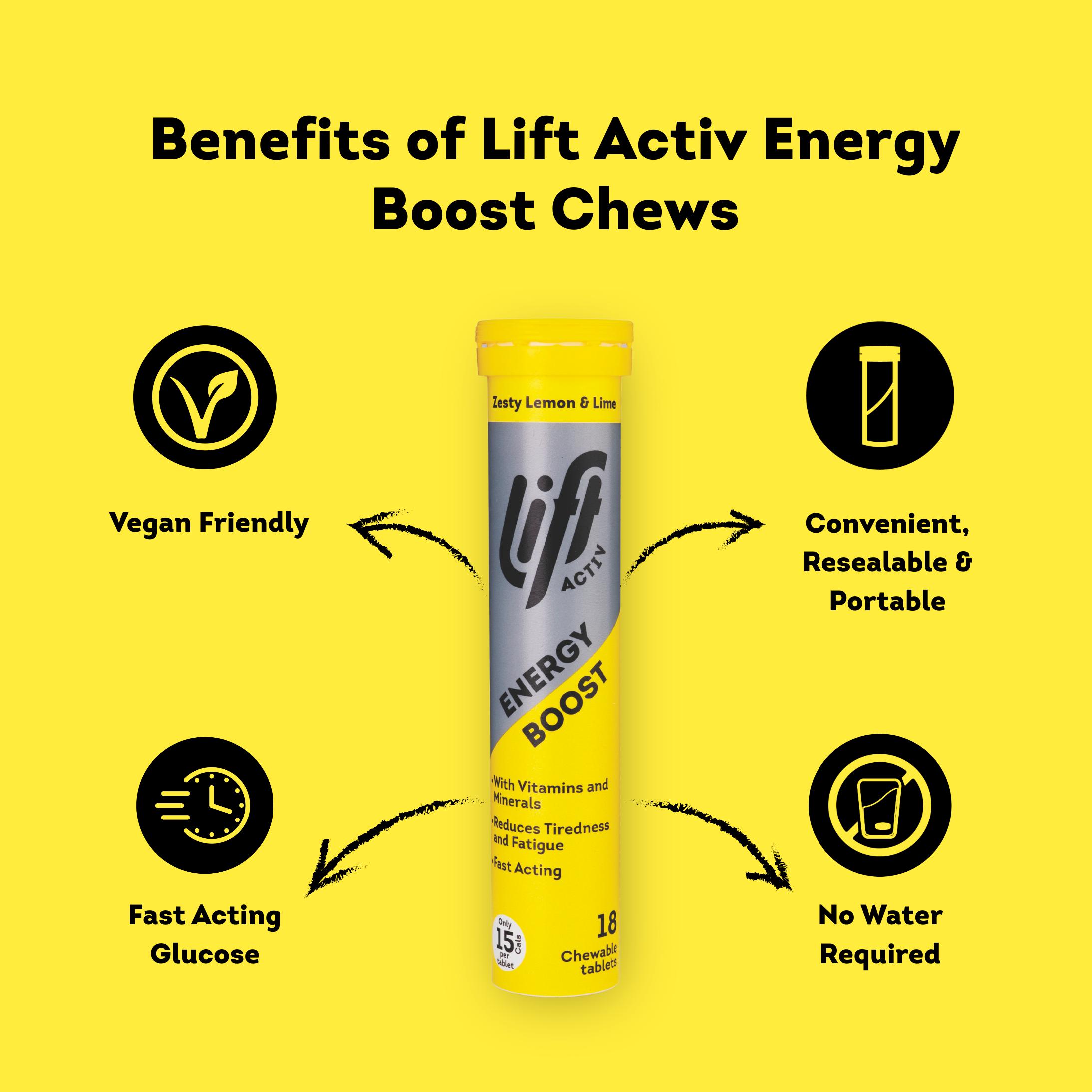 Lift Activ Zesty Lemon & Lime Energy Boost Chewable Tablets x18 72g thumbnail 2