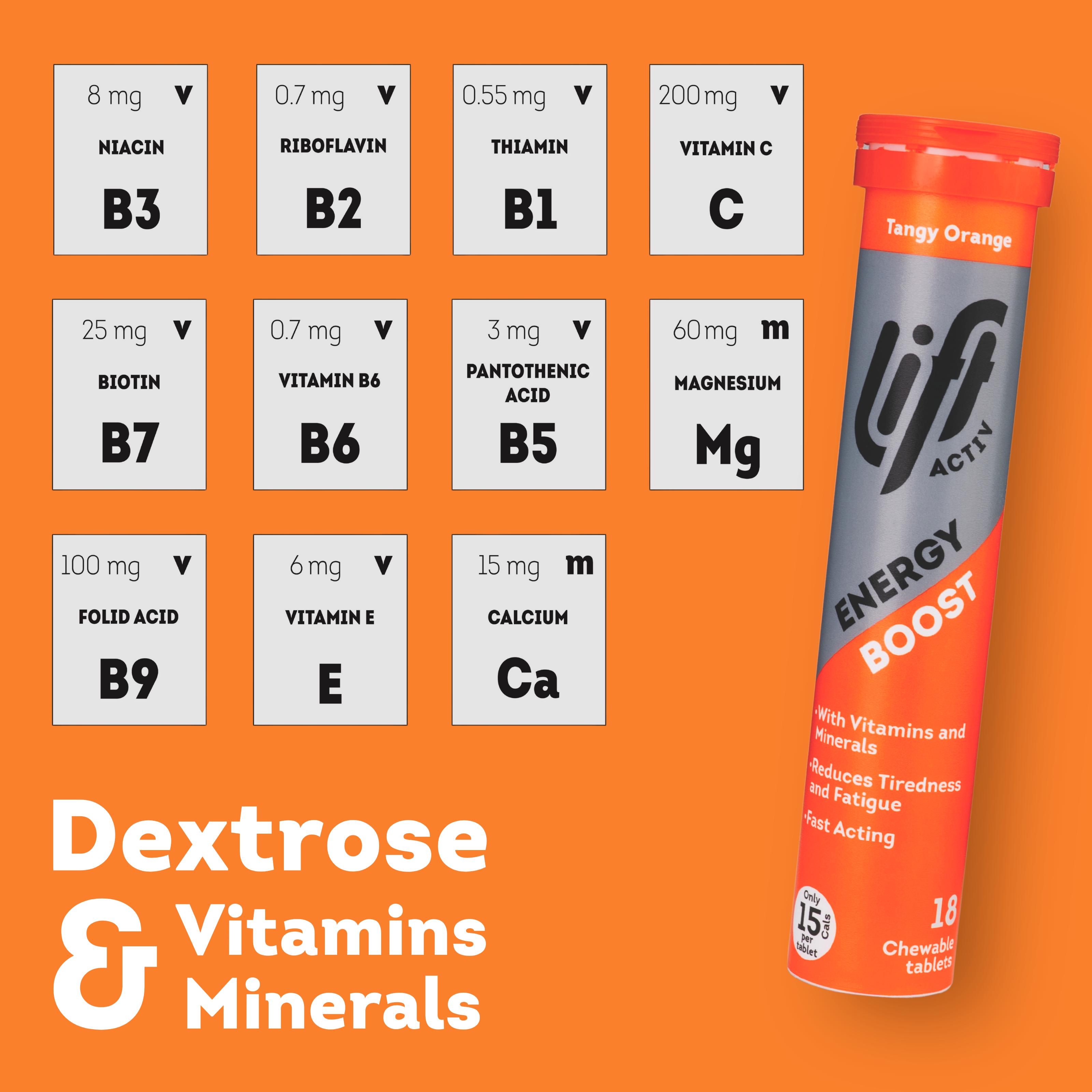 Lift Activ Tangy Orange Energy Boost Chewable Tablets x18 72g thumbnail 3