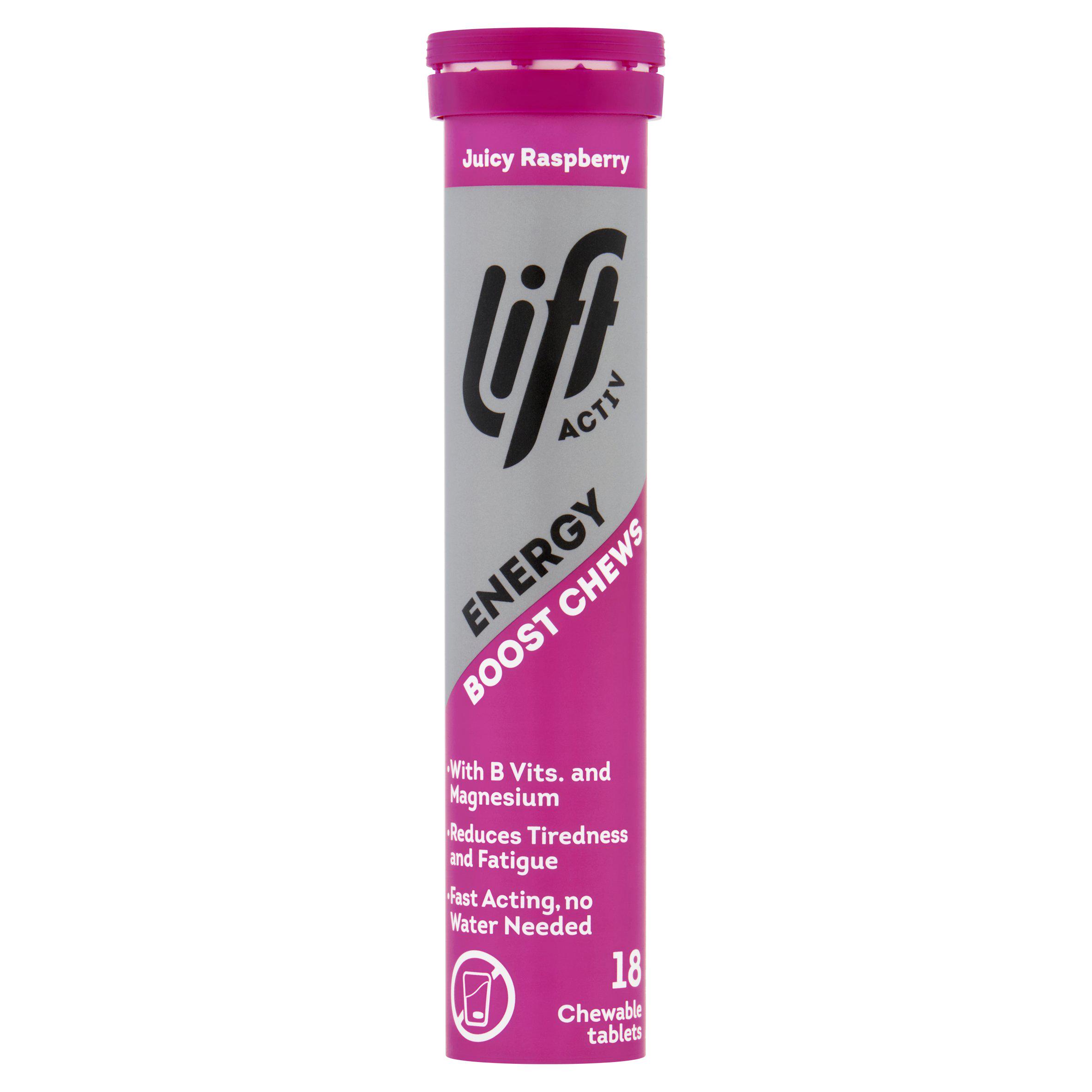 Lift Activ Juicy Raspberry Energy Boost Chewable Tablets x18 72g