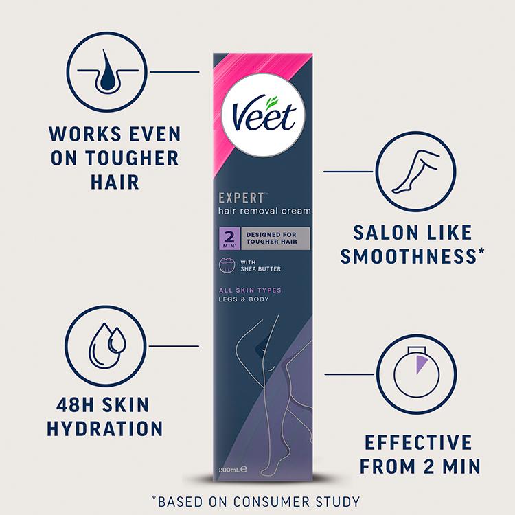 Veet Expert Hair Removal Cream Legs Body All Skin Type 200ml thumbnail 2