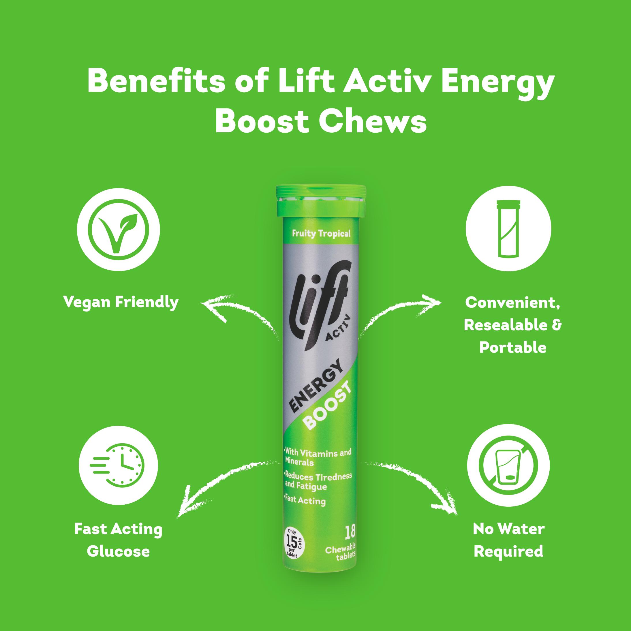 Lift Activ Fruity Tropical Energy Boost Chewable Tablets x18 72g thumbnail 2