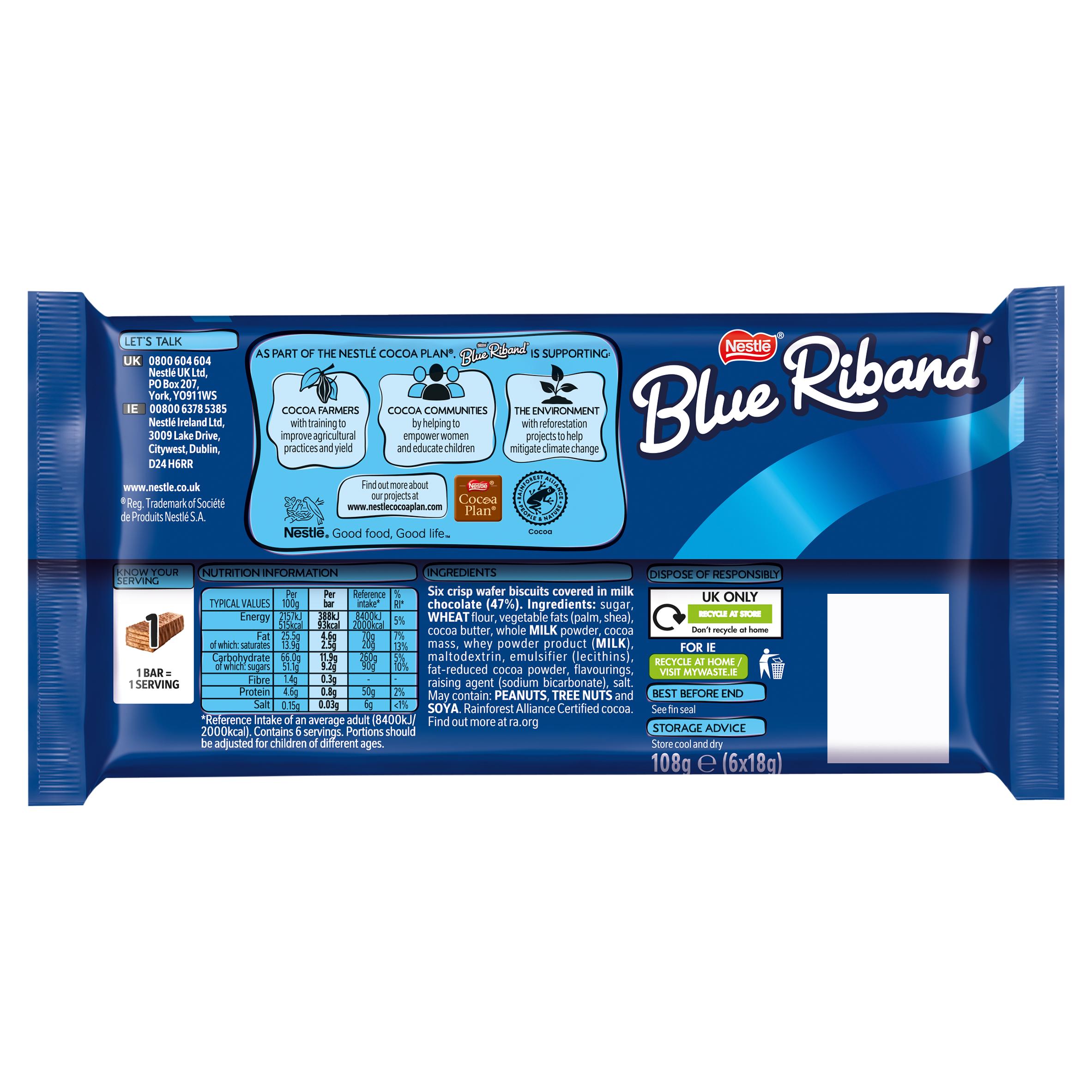 Blue Riband Original Wafer Biscuit Bar Multipack x6 108g thumbnail 3