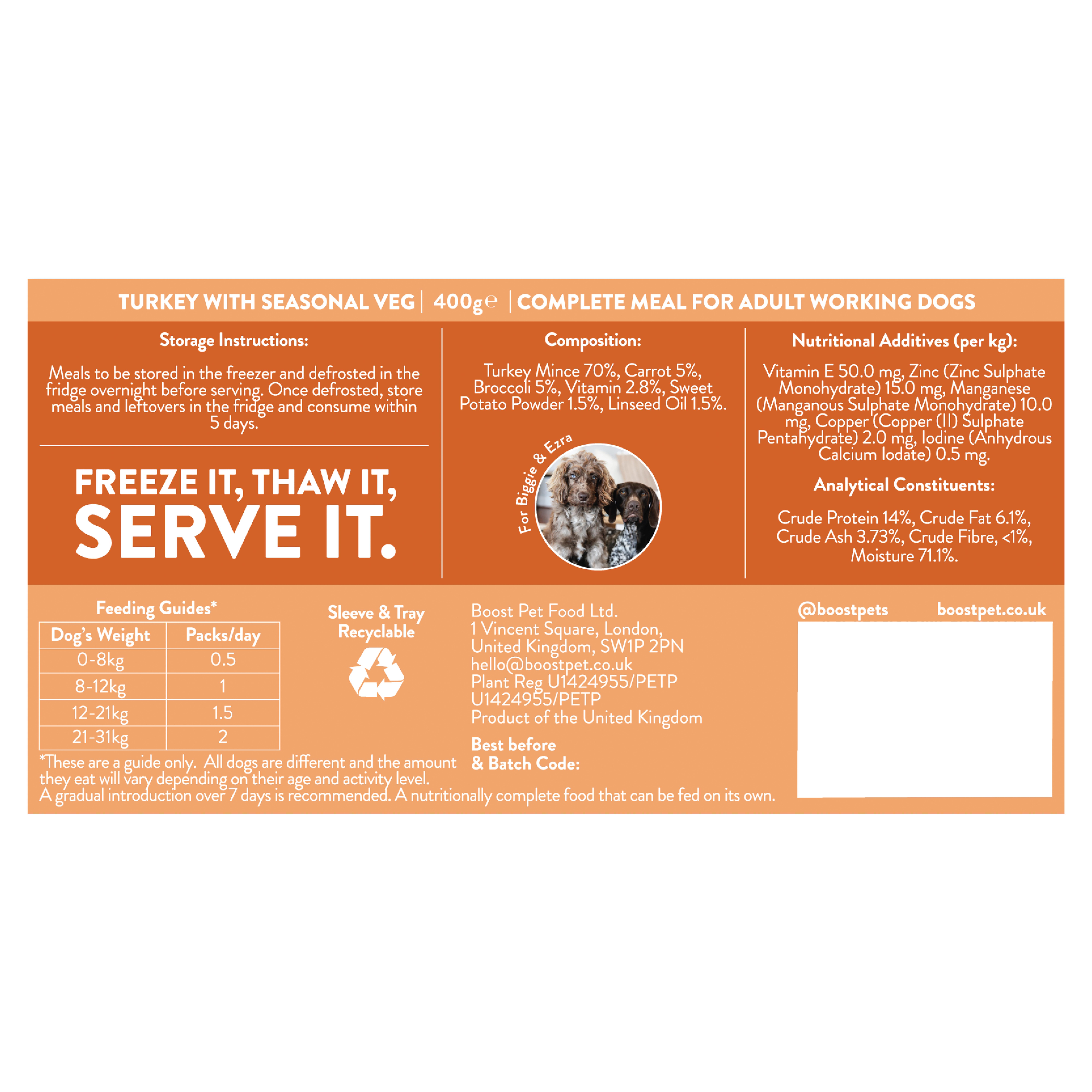 Boost Dog Food Turkey with Seasonal Veg 400g thumbnail 2