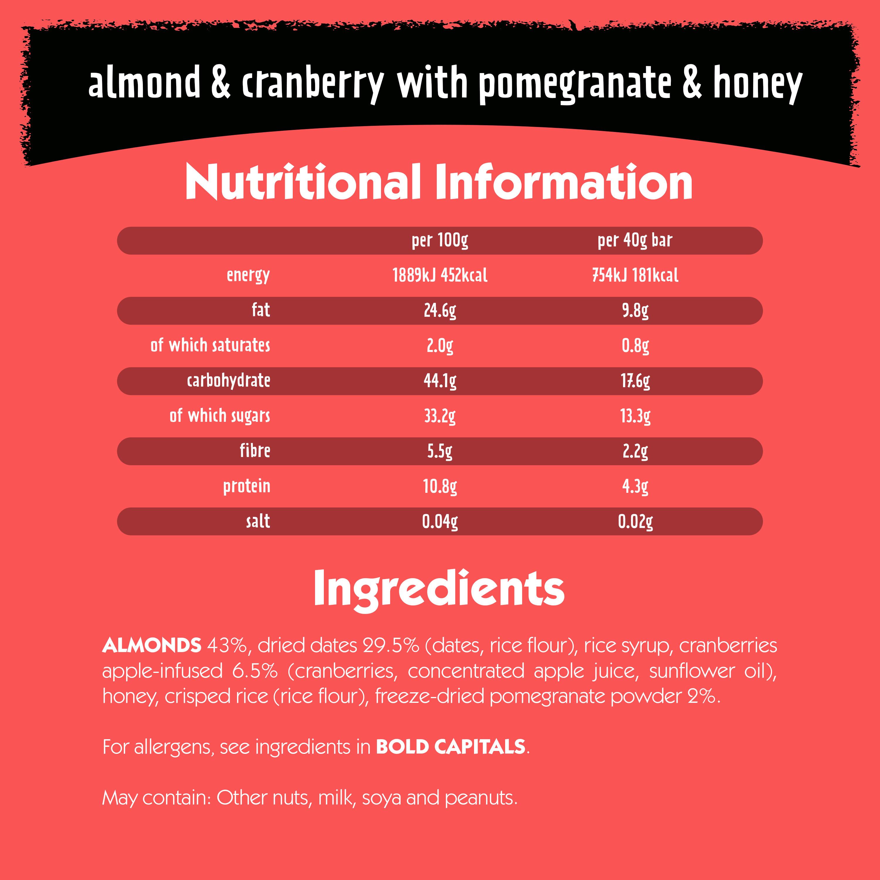 Eat Natural Fruit & Nut Bars Almond & Cranberry with Pomegranate & Honey Bar 40g thumbnail 6