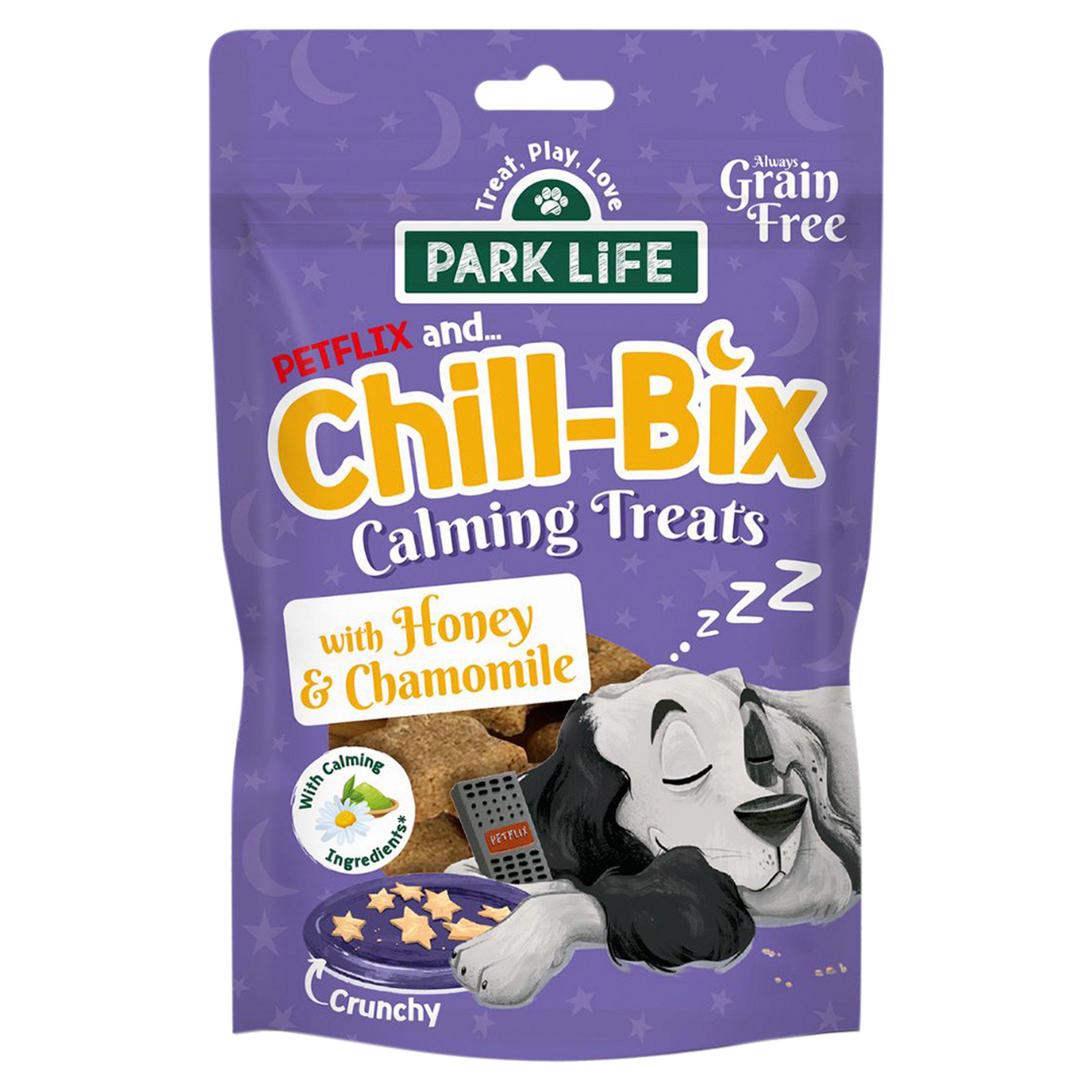 Park Life Petflix & Chill Bix Star Shaped Honey Chamomile Calming Dog Treats Biscuits 100g