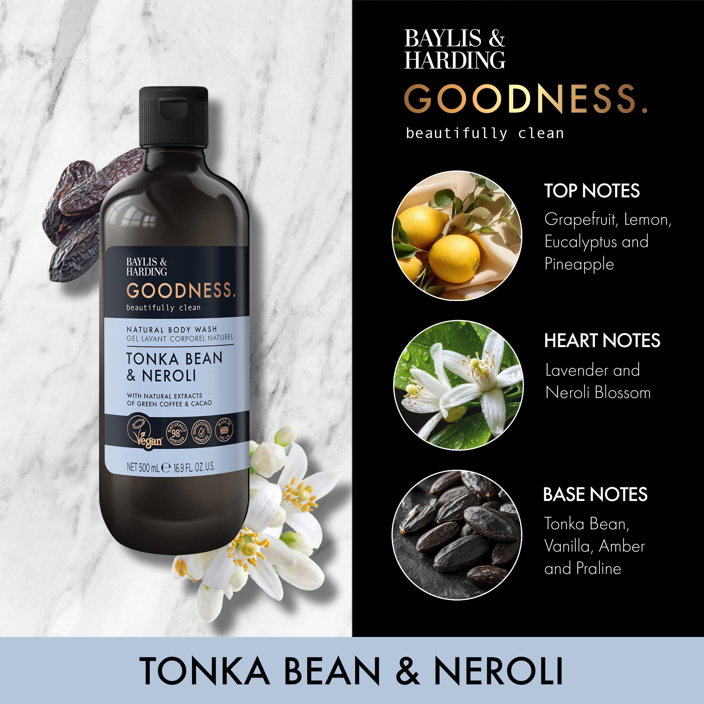 Baylis & Harding Goodness Tonka Bean & Neroli Natural Body Wash 500ml thumbnail 3