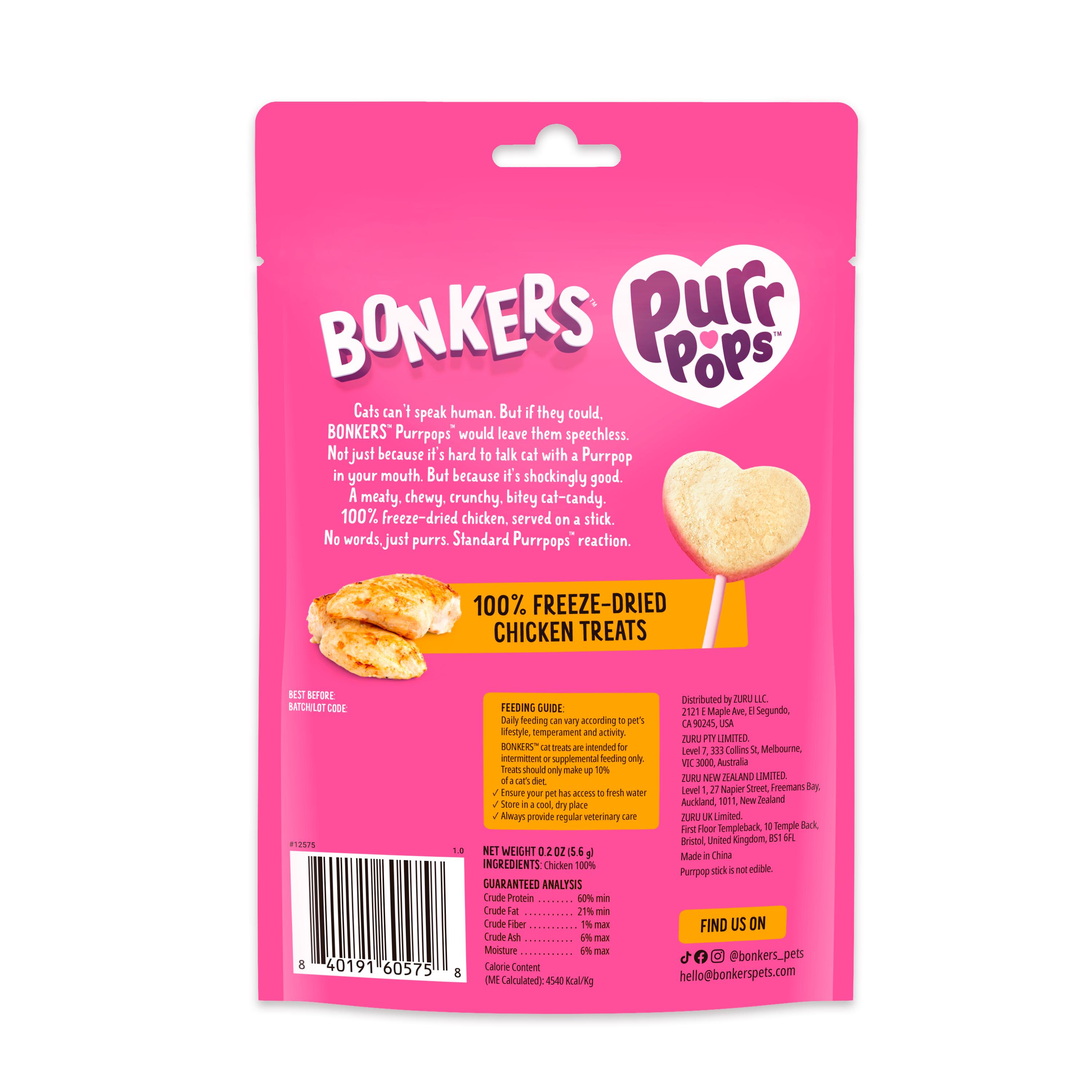 Bonkers Purrpops Chicky Licks Cats Treats 4 x 1.4g thumbnail 2