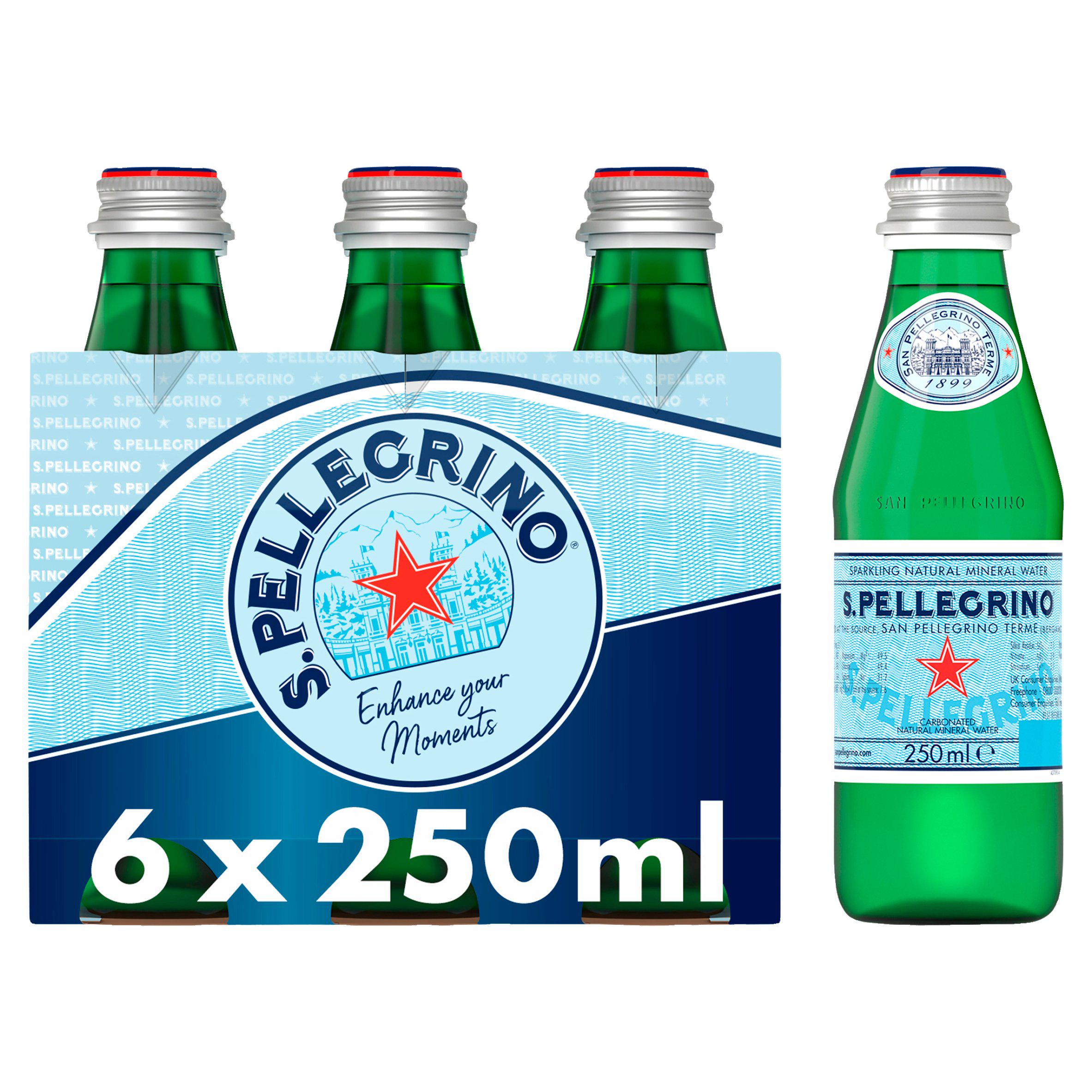 San Pellegrino Sparkling Natural Mineral Water Glass 6 x 250ml