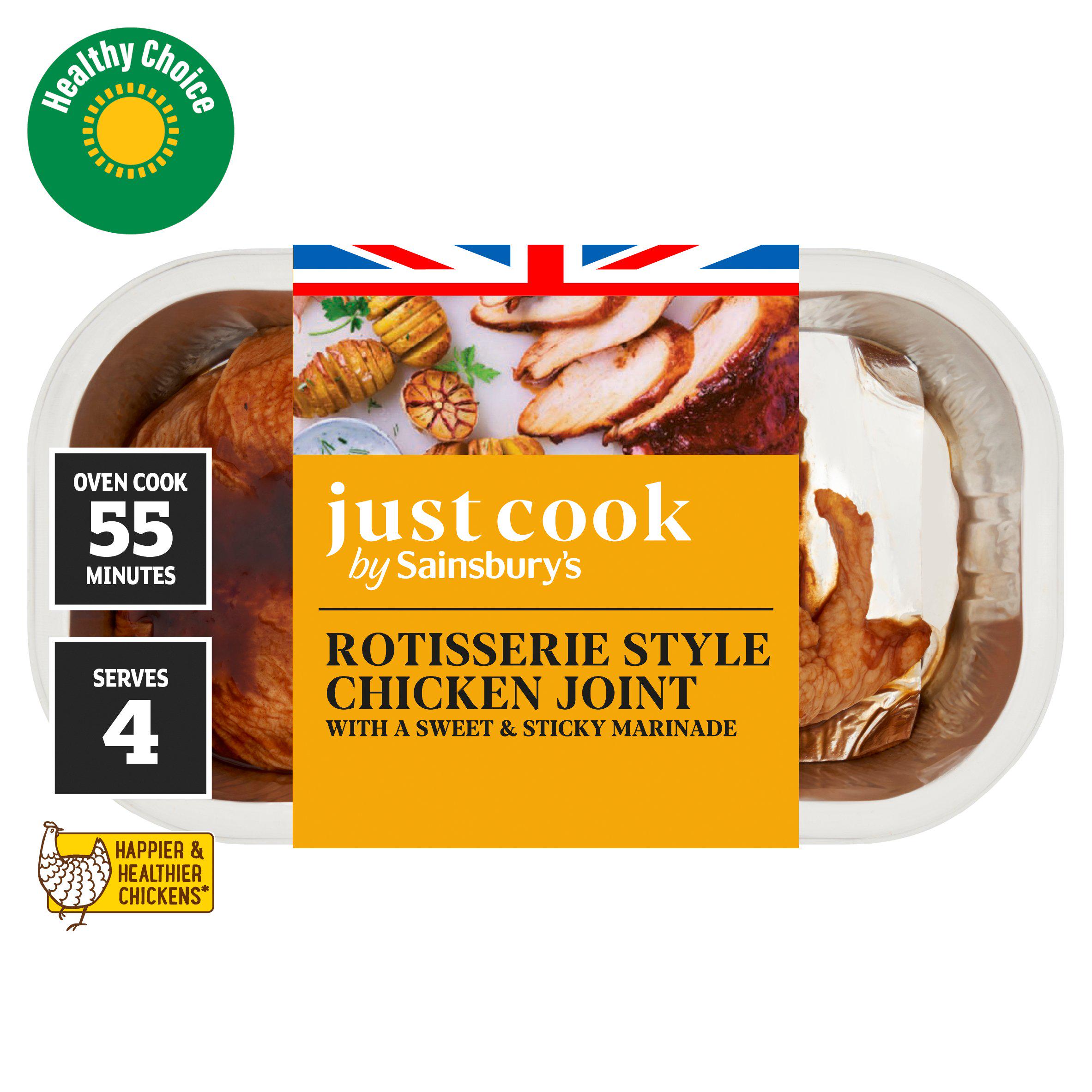 Sainsbury's Ready to Cook Rotisserie Style British Chicken Joint with a Sweet & Sticky Marinade 500g (serves 2 to 3)