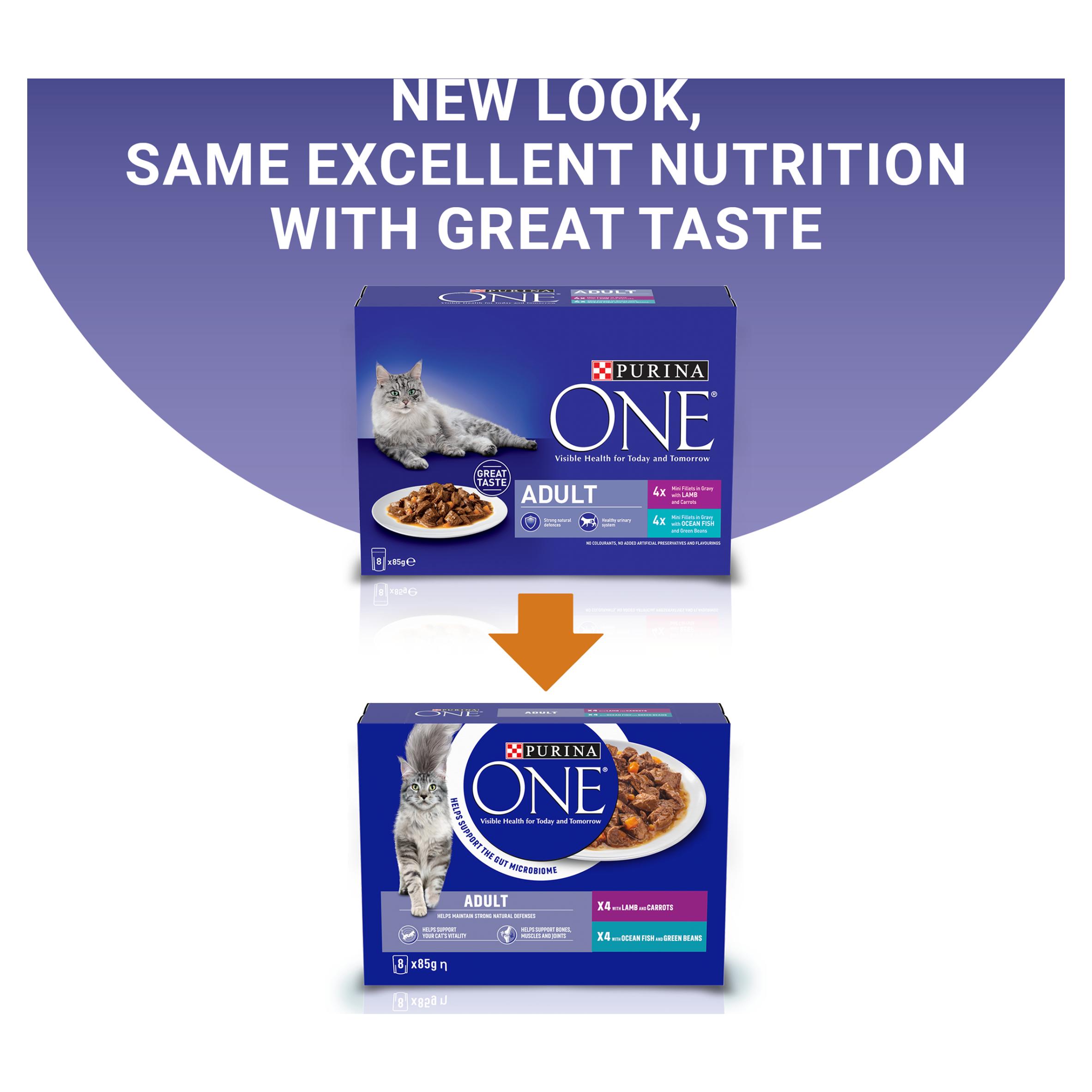 Purina One Mini Fillets Ocean Fish & Lamb Wet Cat Food 8 x 85g thumbnail 2