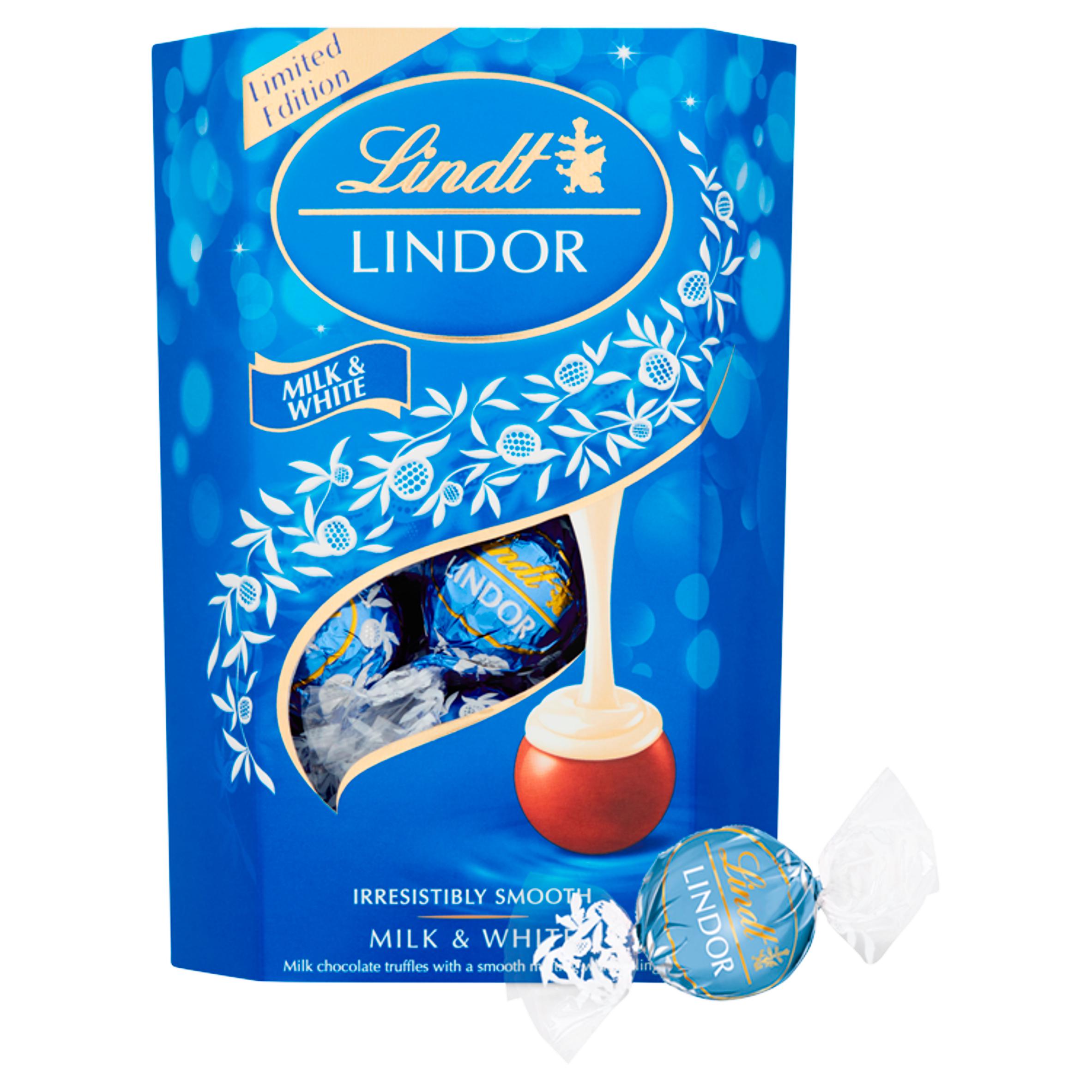 Lindt Lindor Milk & White Chocolate Truffles Box 200g thumbnail 2