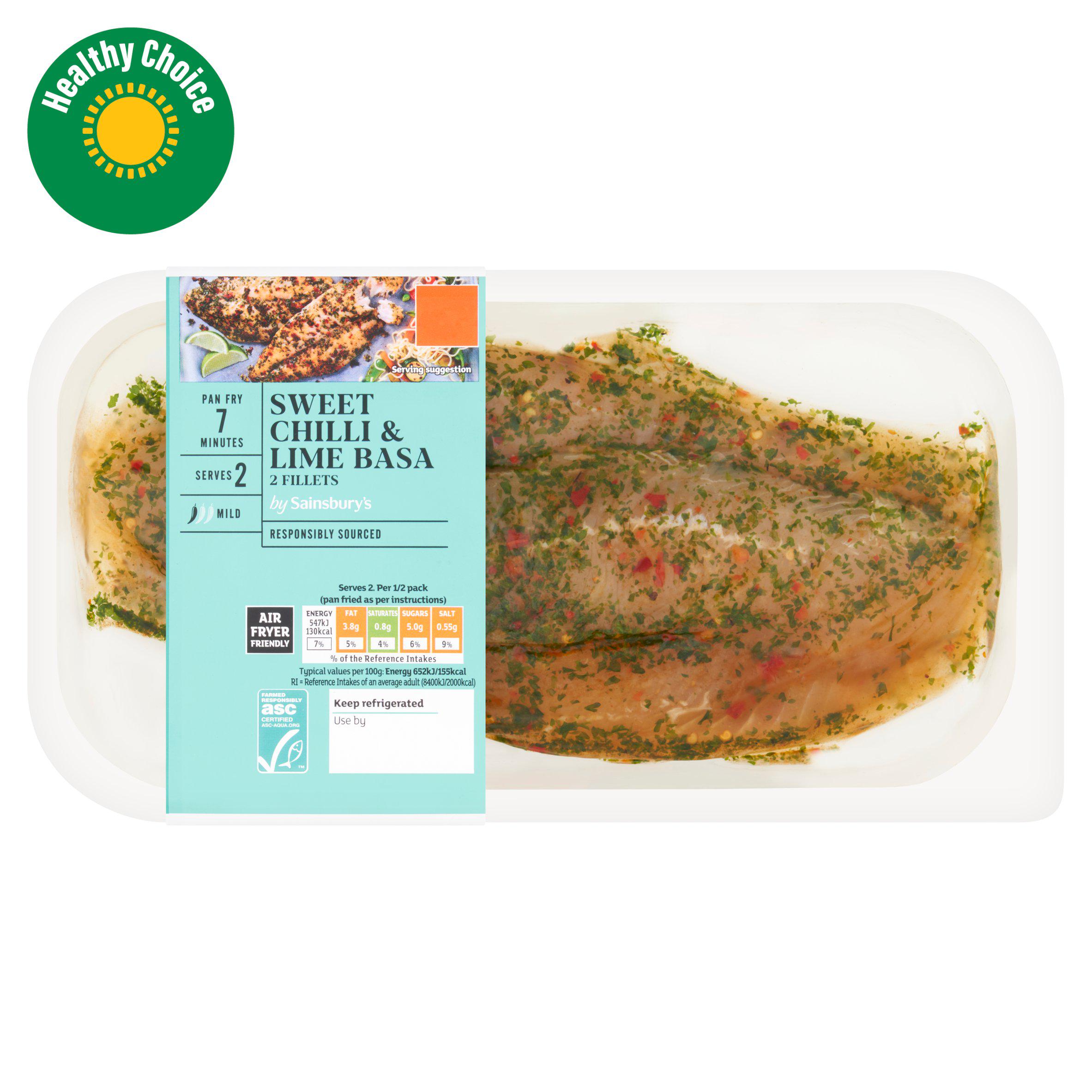 Sainsbury's 2 Ready to Cook Sweet Chilli ASC Basa Fillets 220g