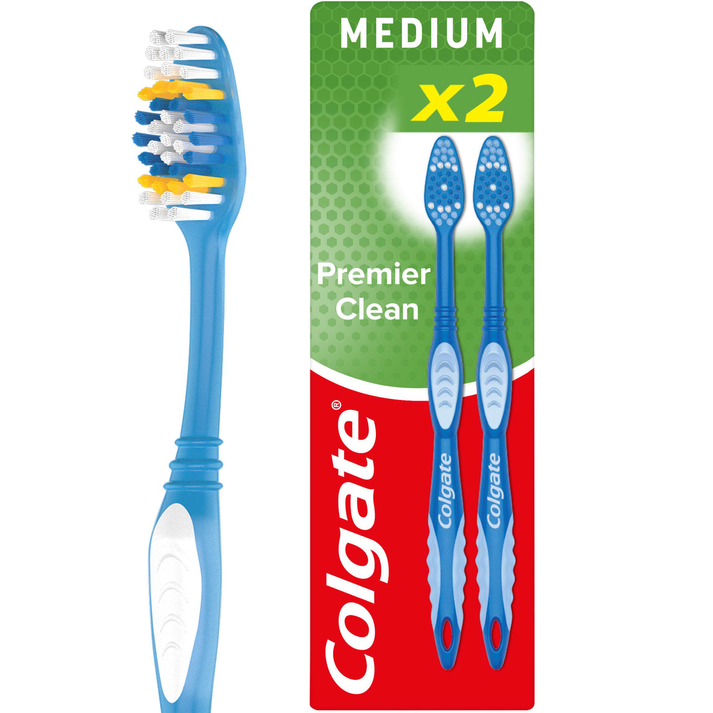 Colgate Premier Clean Medium Toothbrush 2 Pack