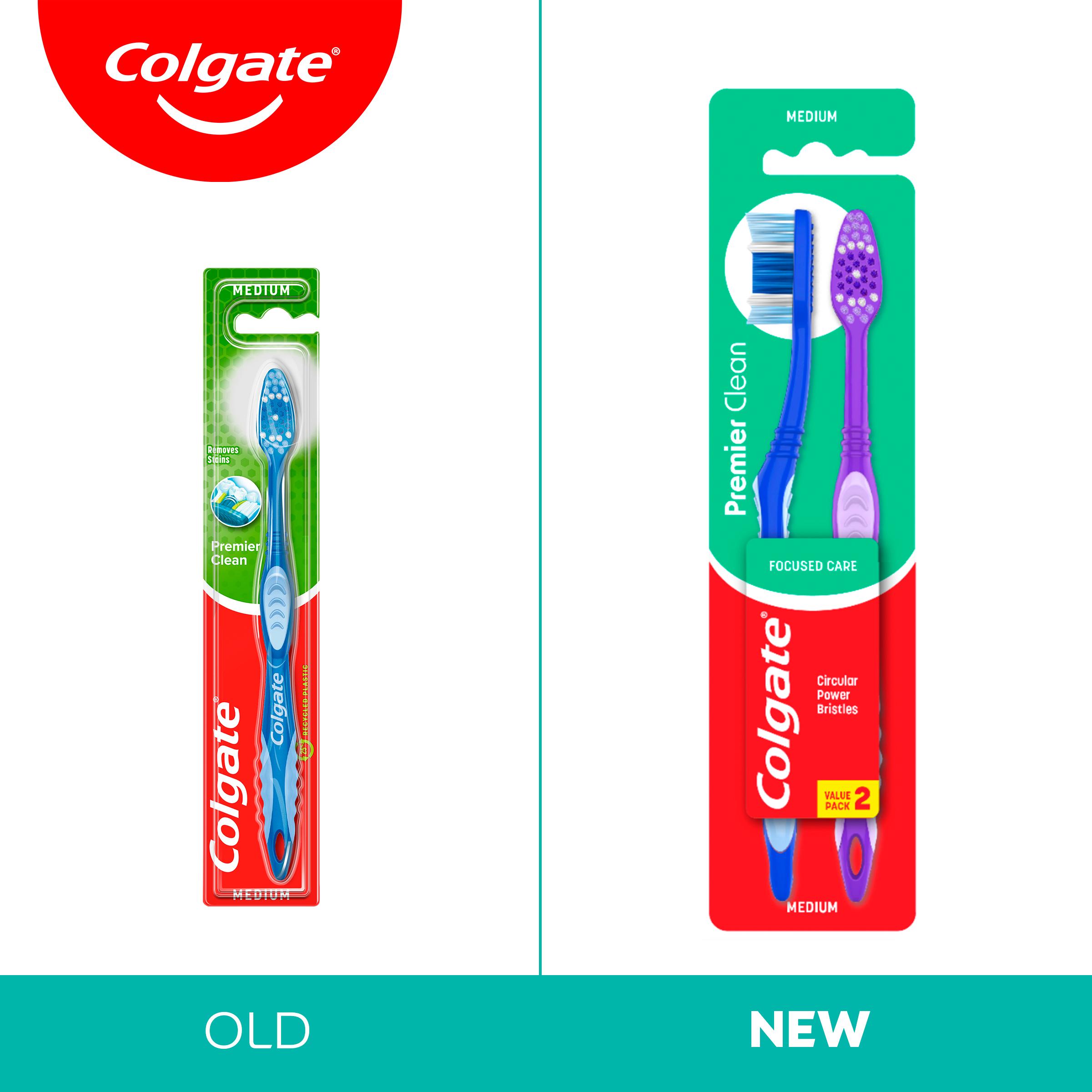 Colgate Premier Clean Medium Toothbrush Pack x2 thumbnail 2
