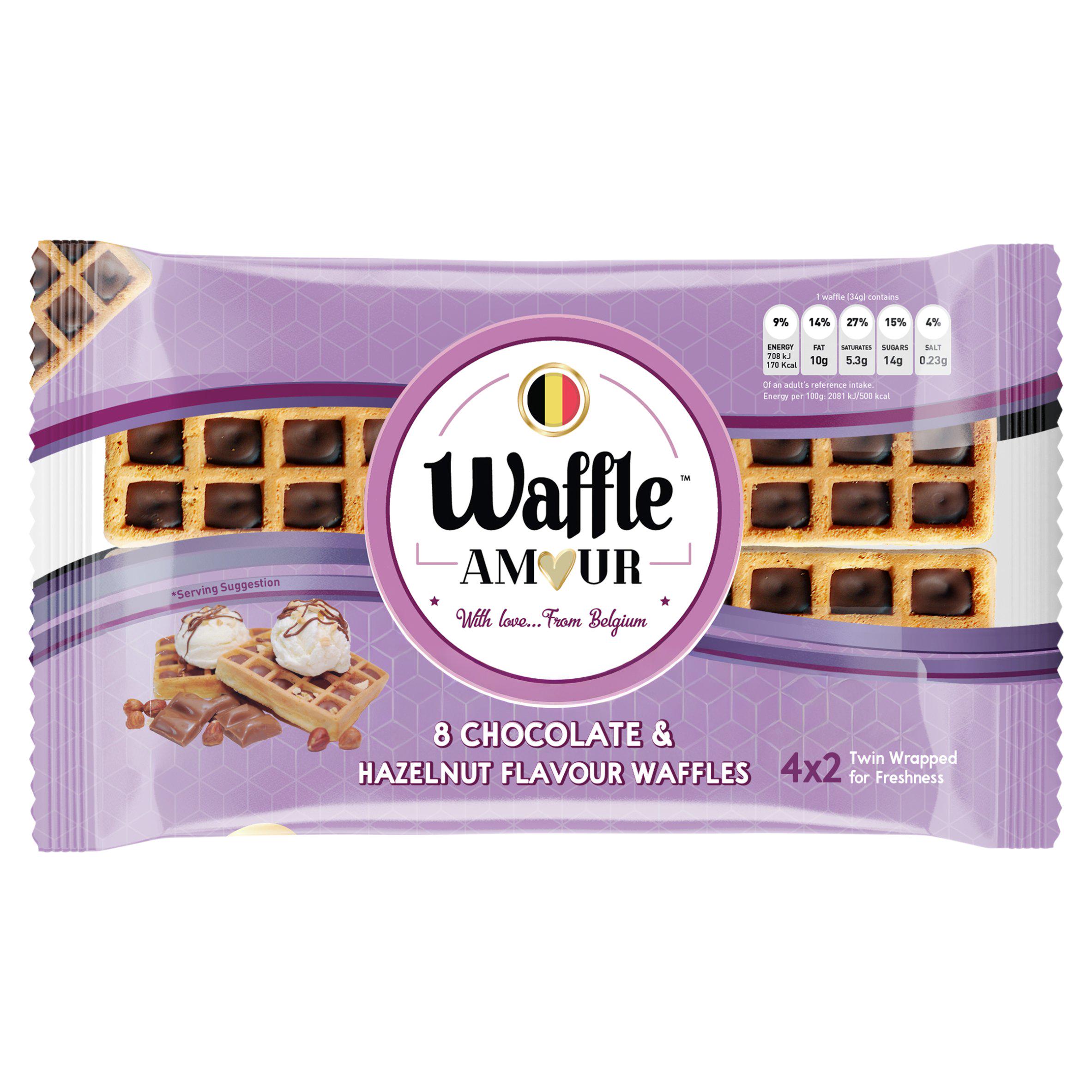Waffle Amour Chocolate & Hazelnut Flavour Waffles 8x34g