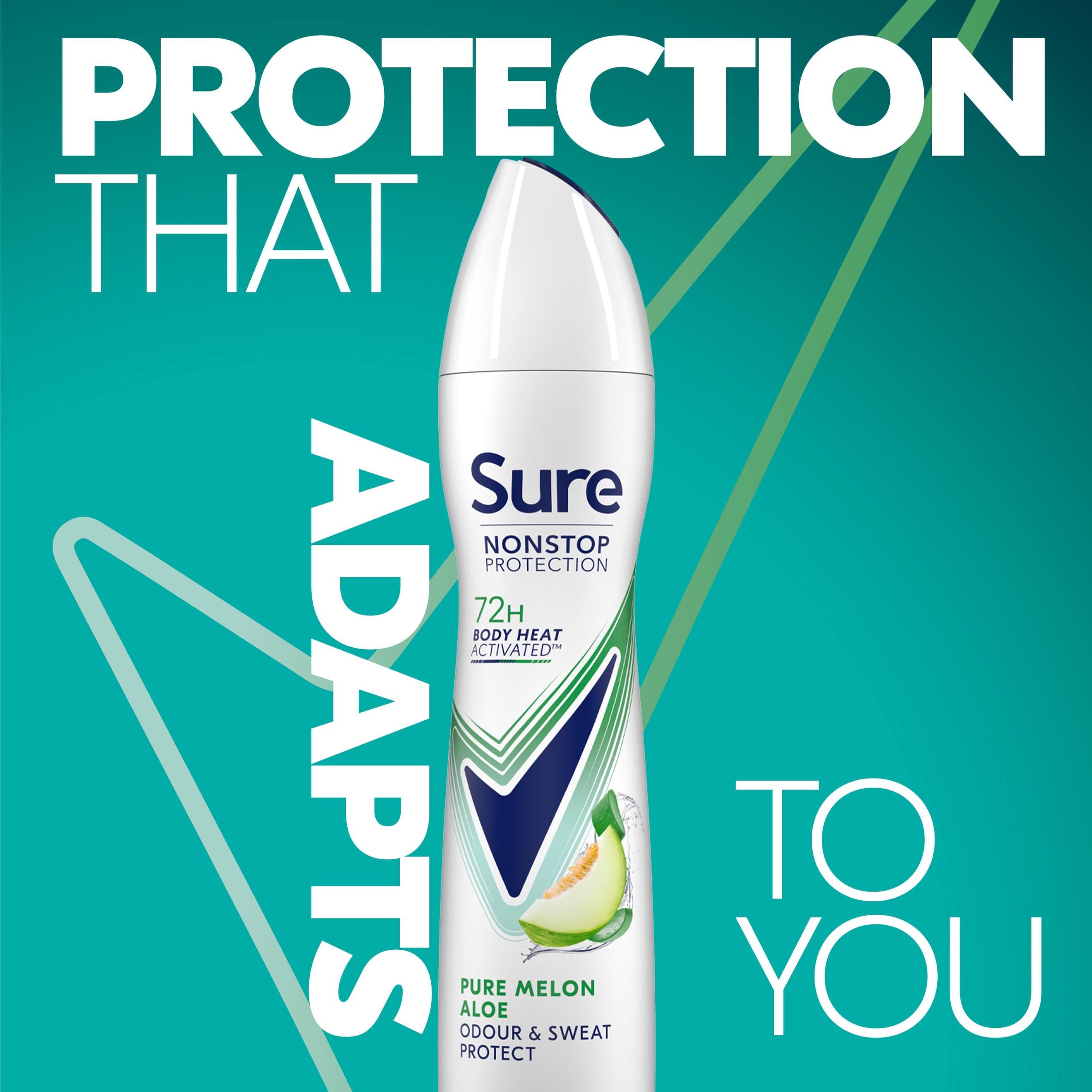 Sure Women Antiperspirant Deodorant Pure Melon Aloe Nonstop Protection 250ml thumbnail 2