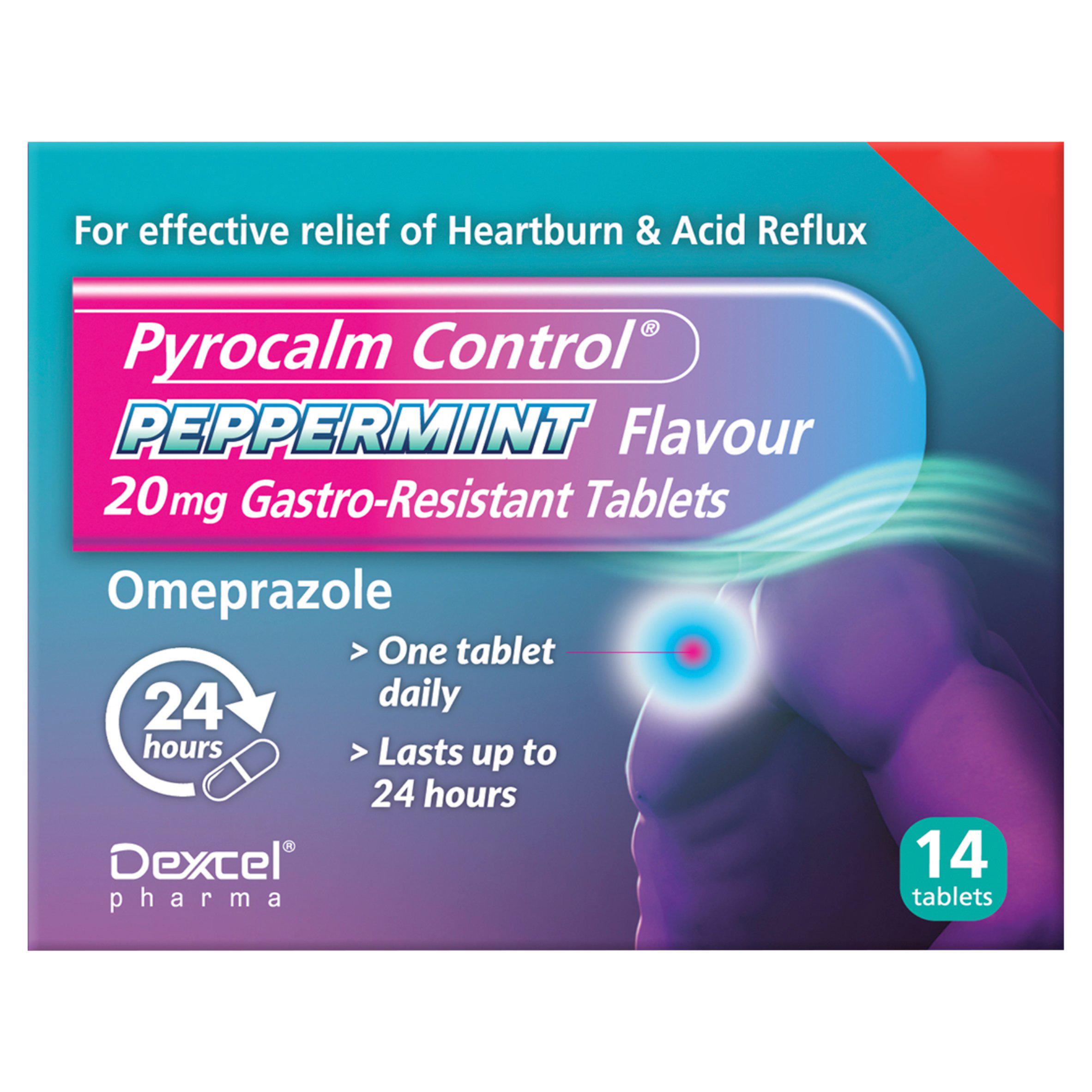 Dexcel Pharma Pyrocalm Control Peppermint Flavour Gastro Resistant Tablets x14 20mg