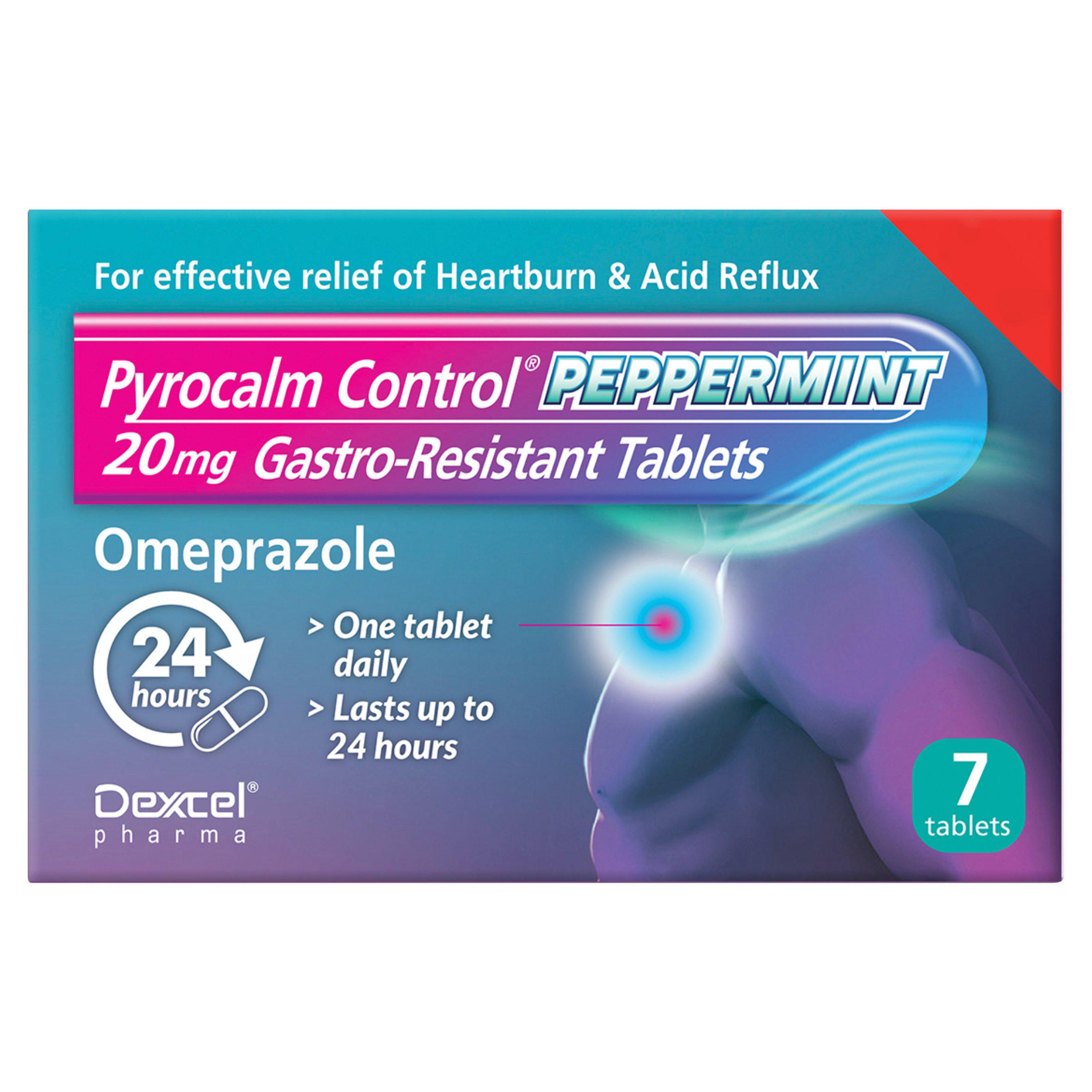 Dexcel Pharma Pyrocalm Control Peppermint Flavour Gastro Resistant Tablets x7