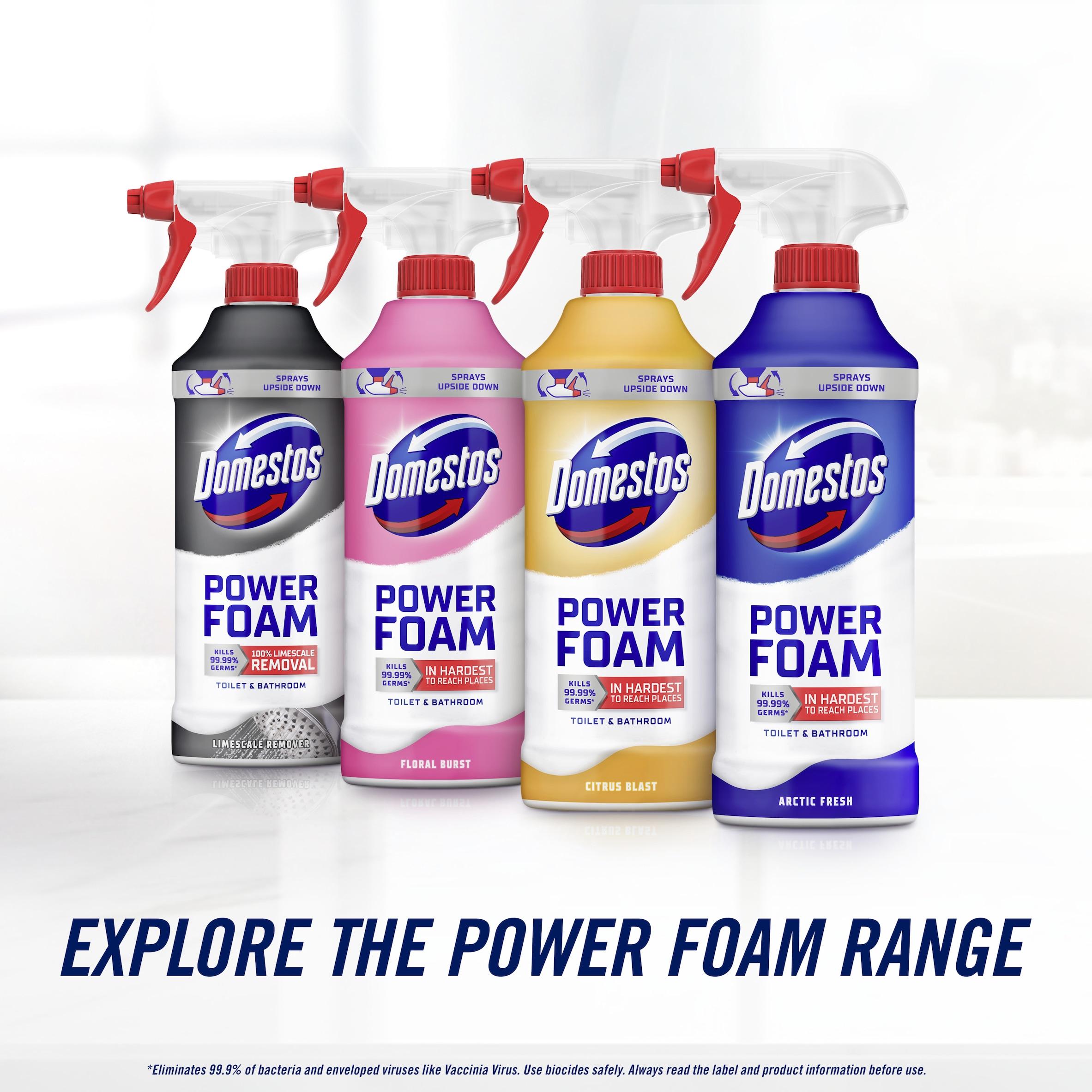 Domestos Power Foam Toilet & Bathroom Cleaner Spray Limescale Remover 450ml thumbnail 5