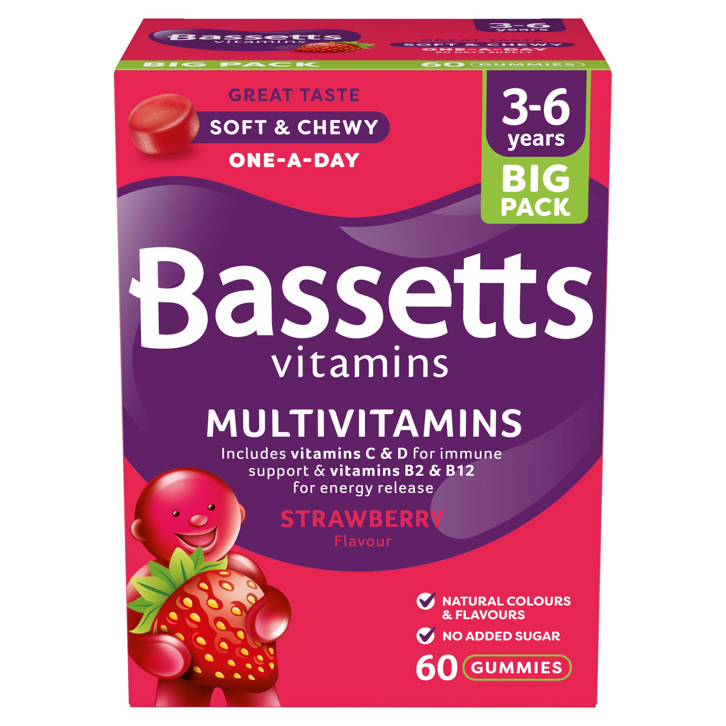 Bassetts Vitamins Multivitamins Strawberr Flavour 60 Gummies 3-6 Years