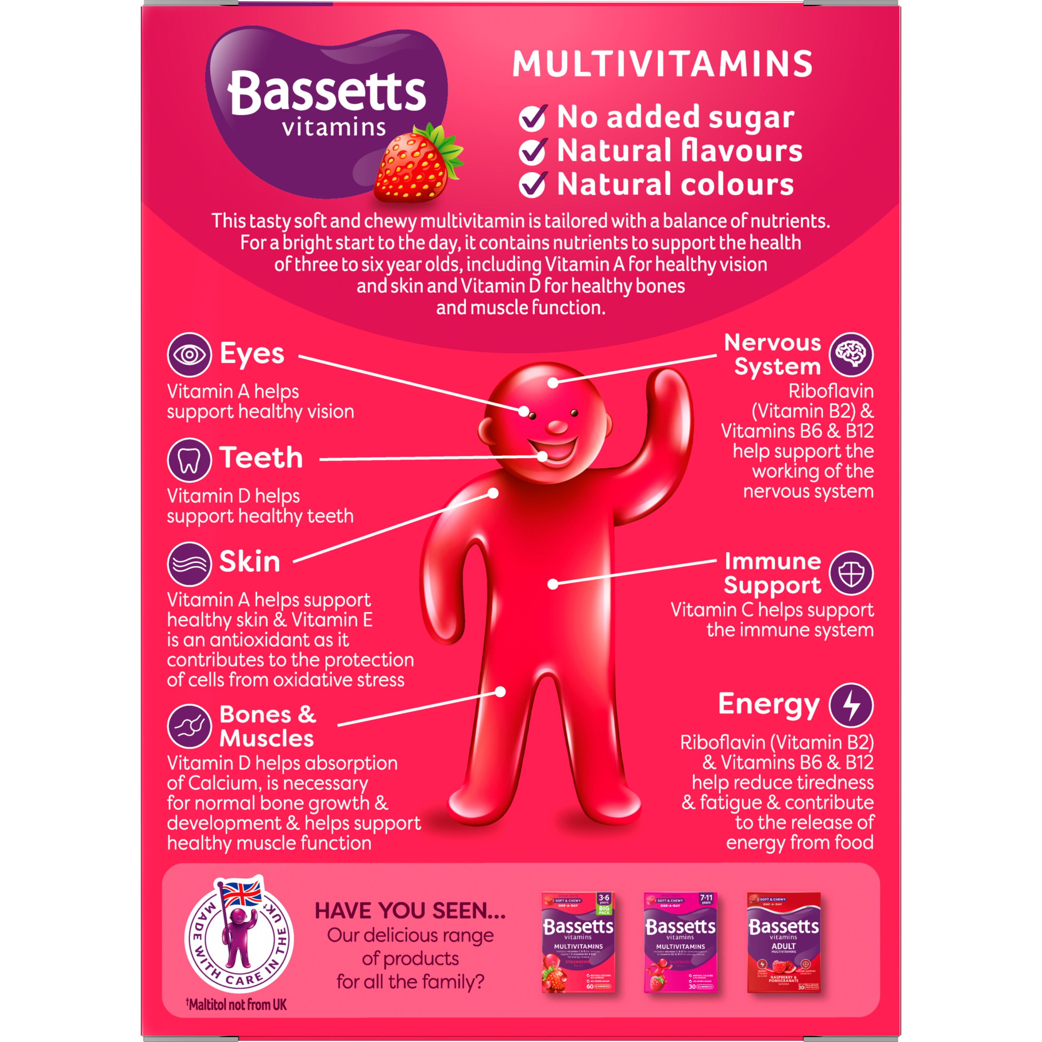Bassetts Vitamins Multivitamins Strawberry Flavour Gummies 3-6 Years x60 thumbnail 2