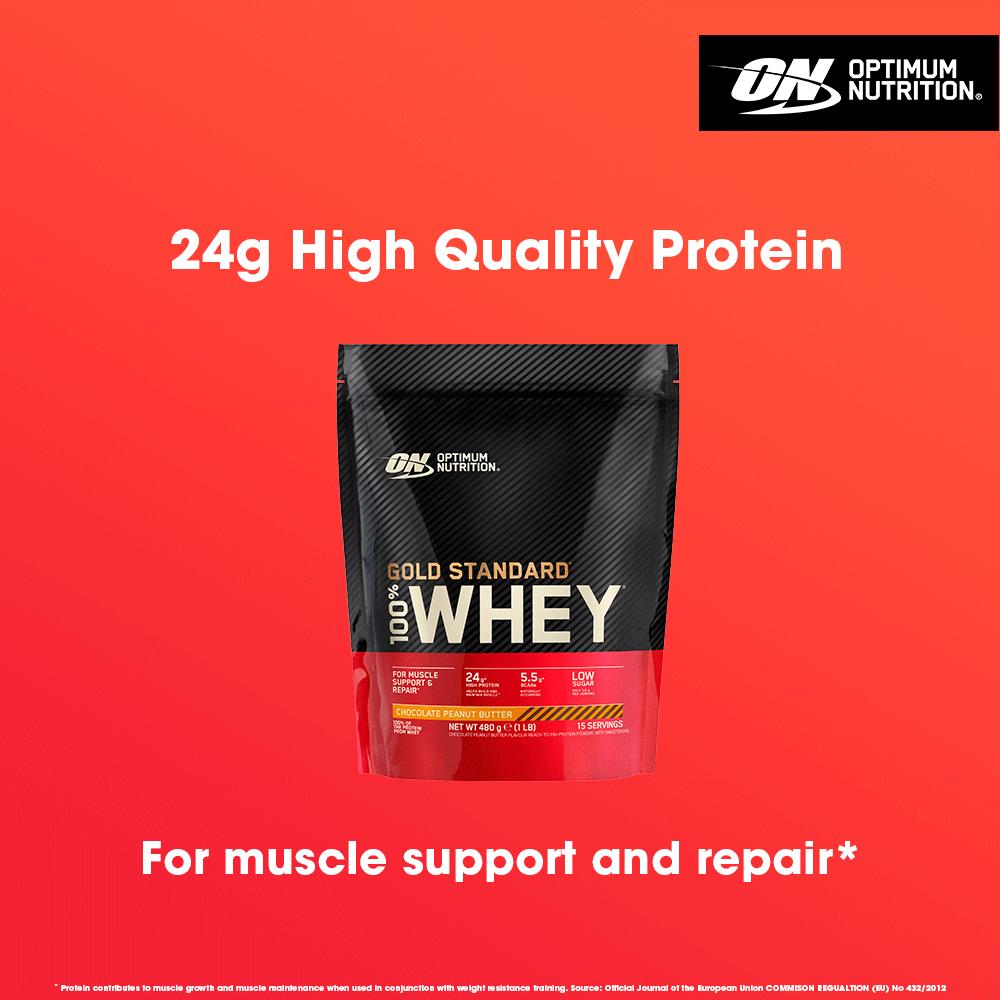 Optimum Nutrition 100% Gold Standard Whey Chocolate Peanut Butter 480g thumbnail 4