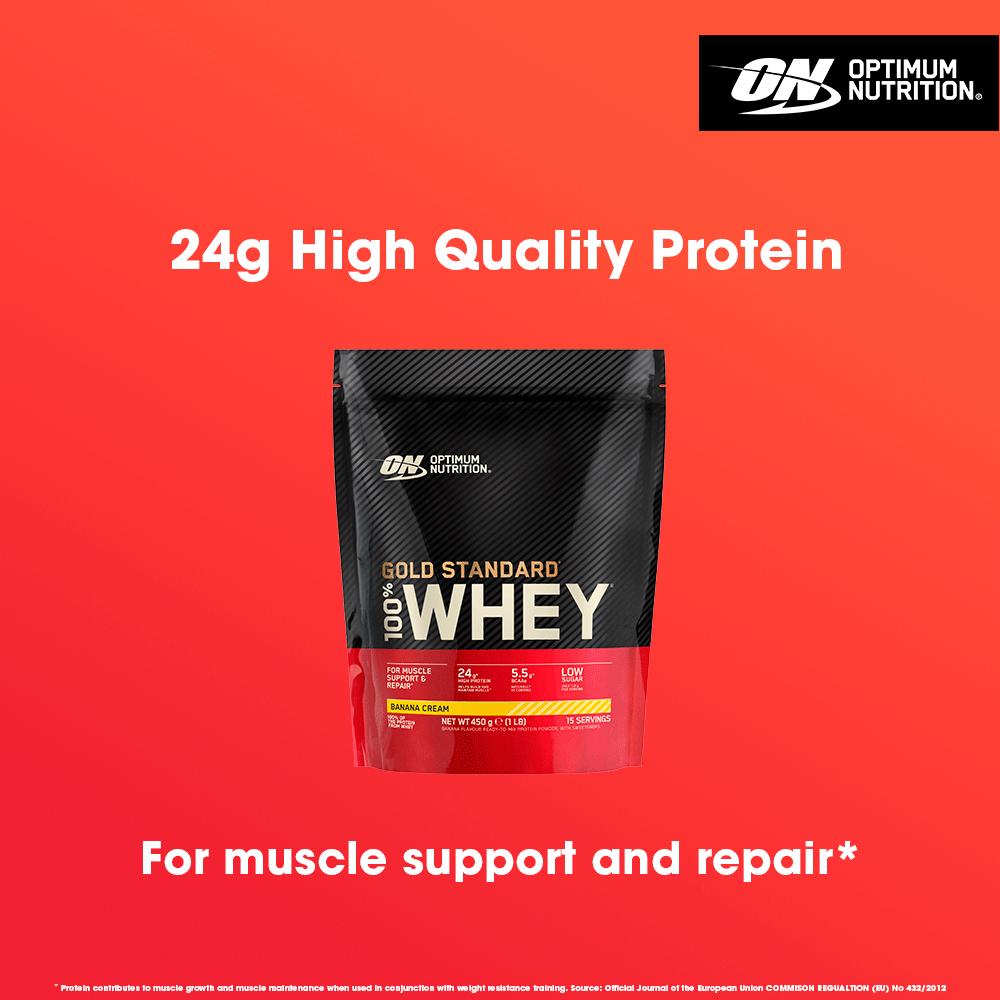 Optimum Nutrition 100% Gold Standard Whey Banana Cream 450g thumbnail 4