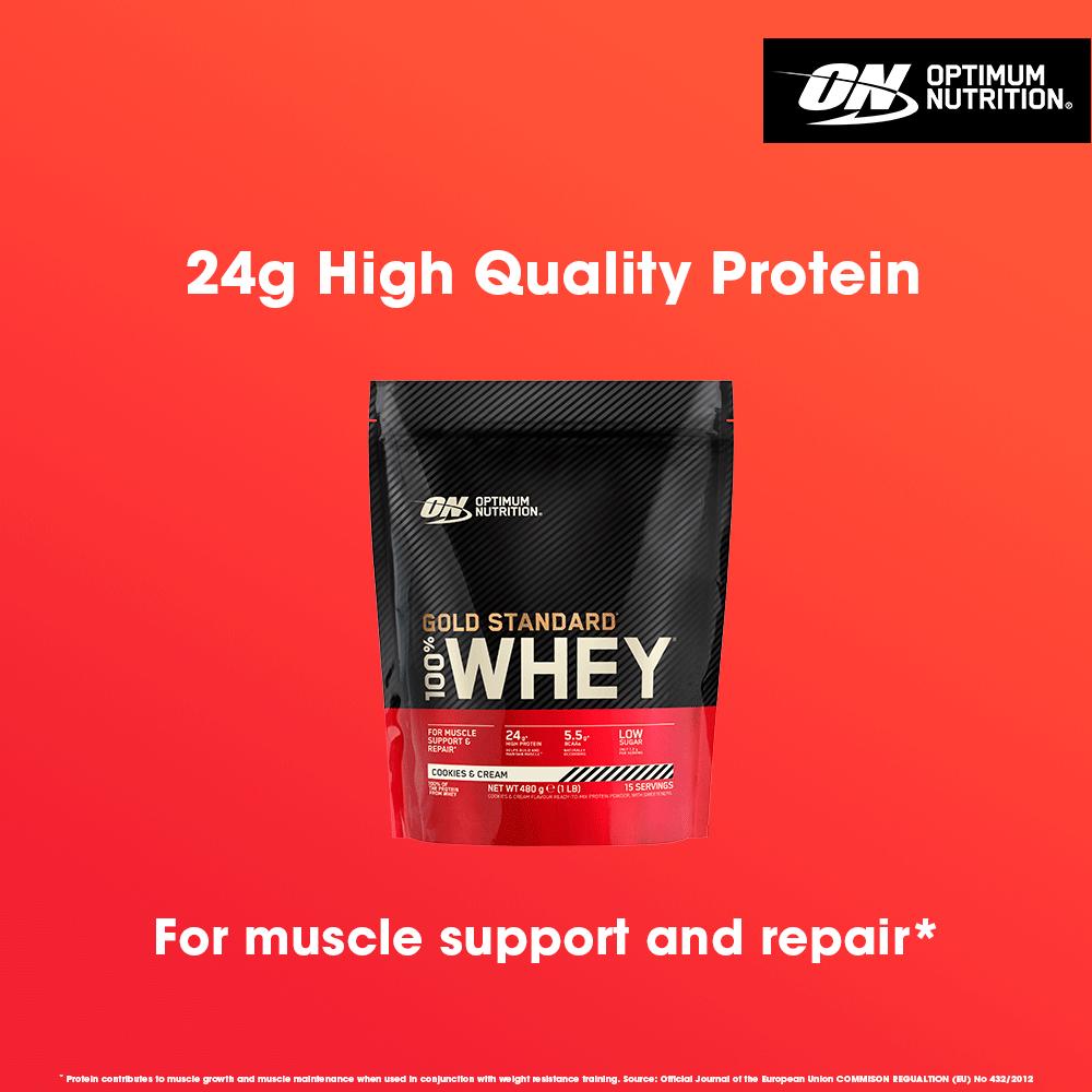 Optimum Nutrition 100% Gold Standard Whey Cookies & Cream 480g thumbnail 4