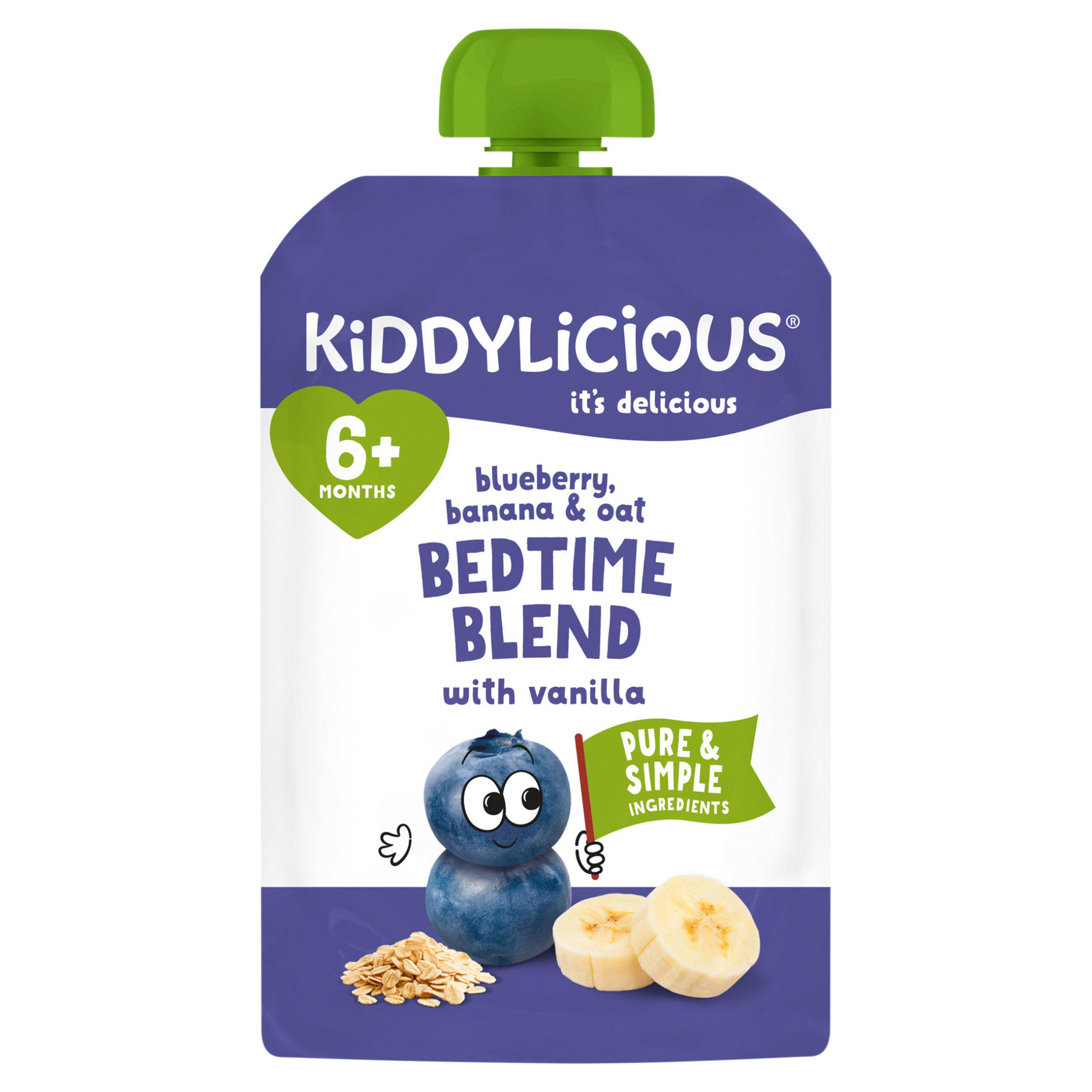 Kiddylicious Blueberry, Banana & Oat Bedtime Blend Pouch Baby Food 6m+