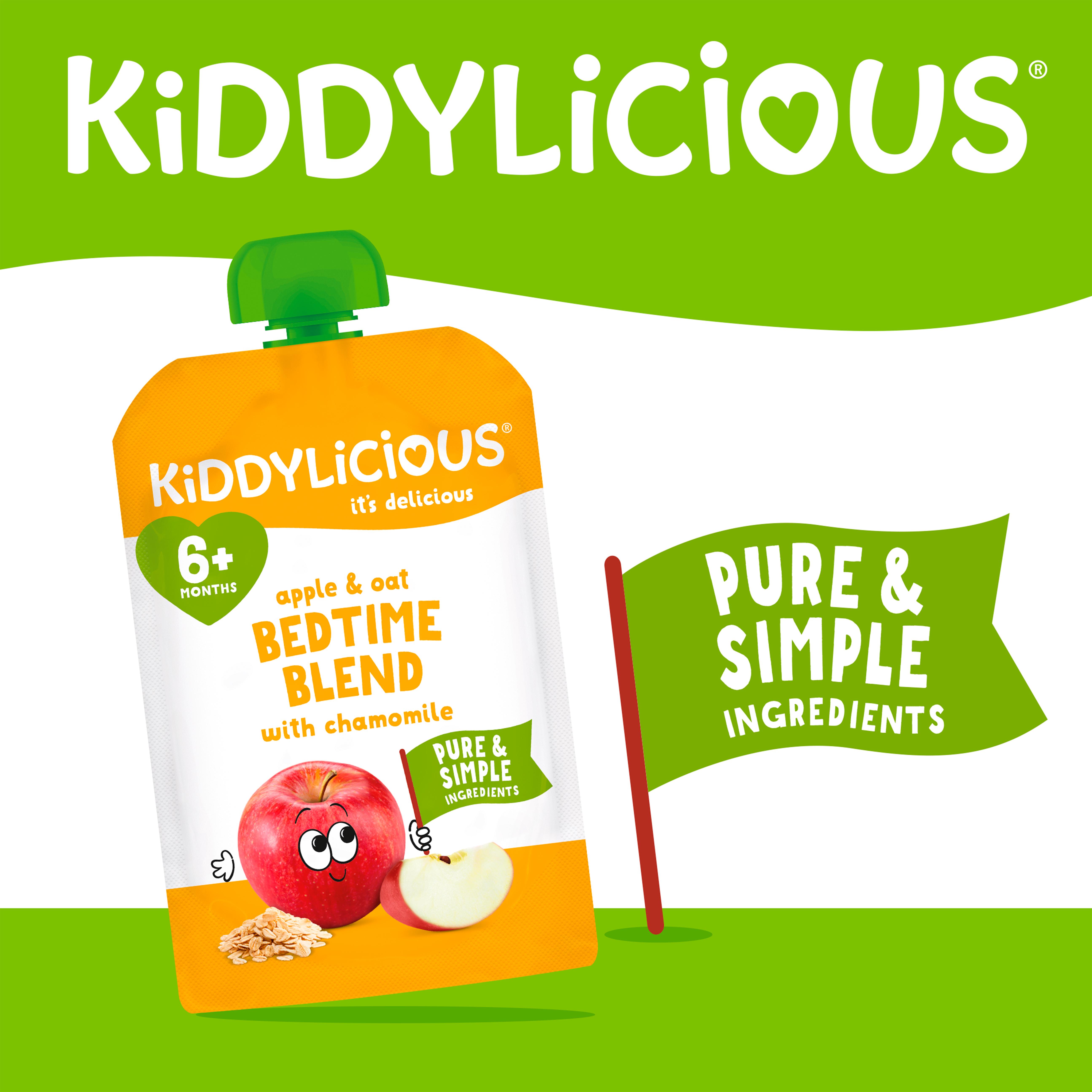 Kiddylicious Apple & Oat Bedtime Blend with Chamomile Pouch Baby Food 100g thumbnail 2
