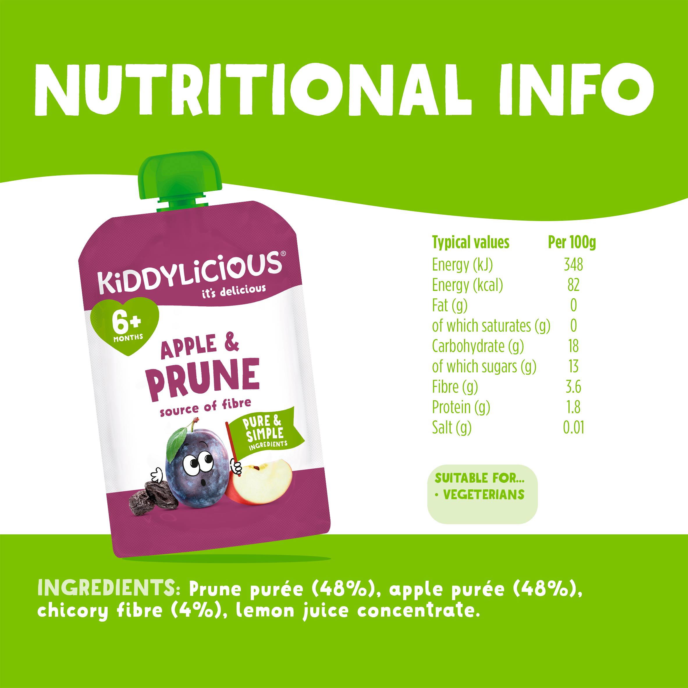 Kiddylicious Apple & Prune Pouch Baby Food 100g thumbnail 3