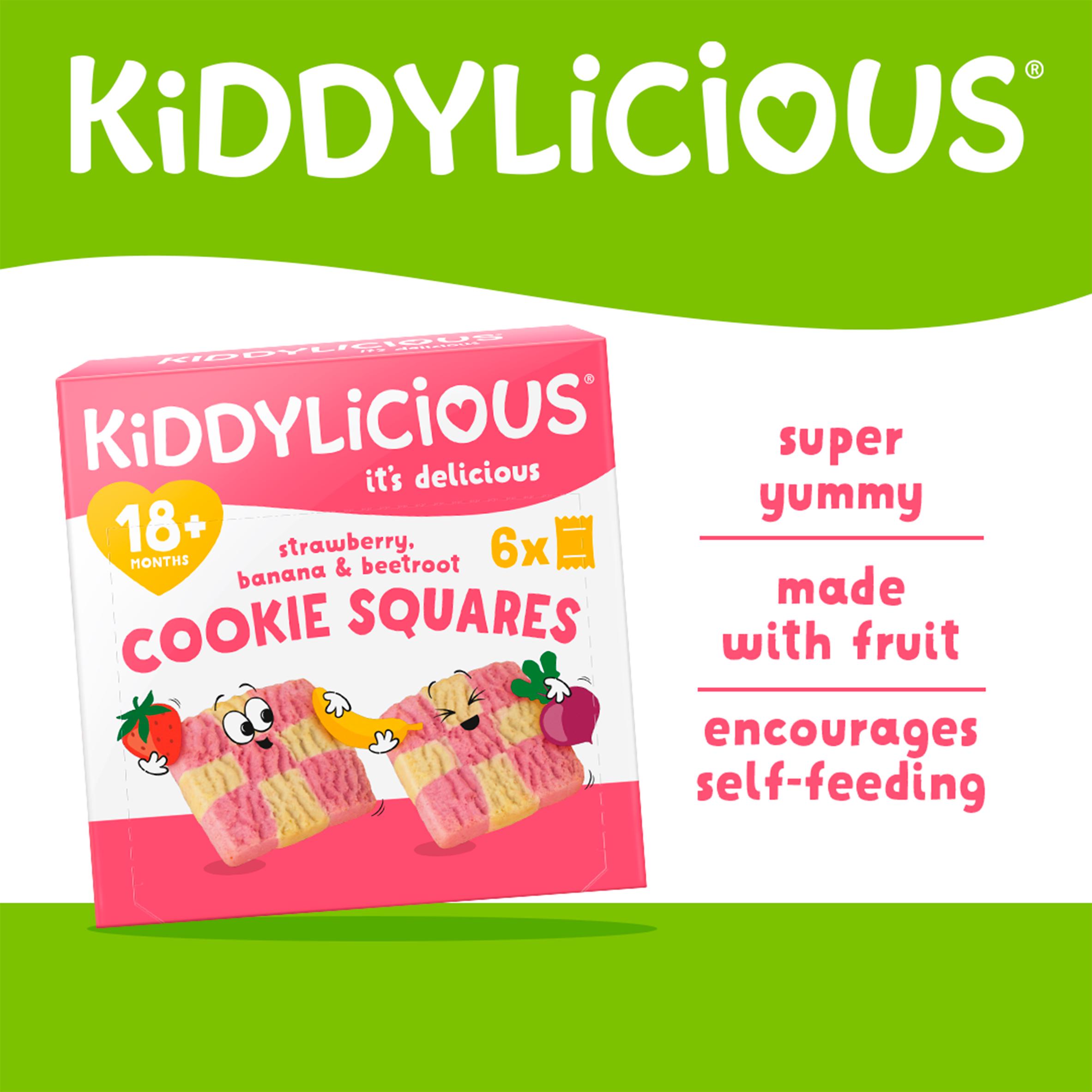 Kiddylicious Strawberry, Banana & Beetroot Cookie Squares Baby Snacks 6x24g thumbnail 2